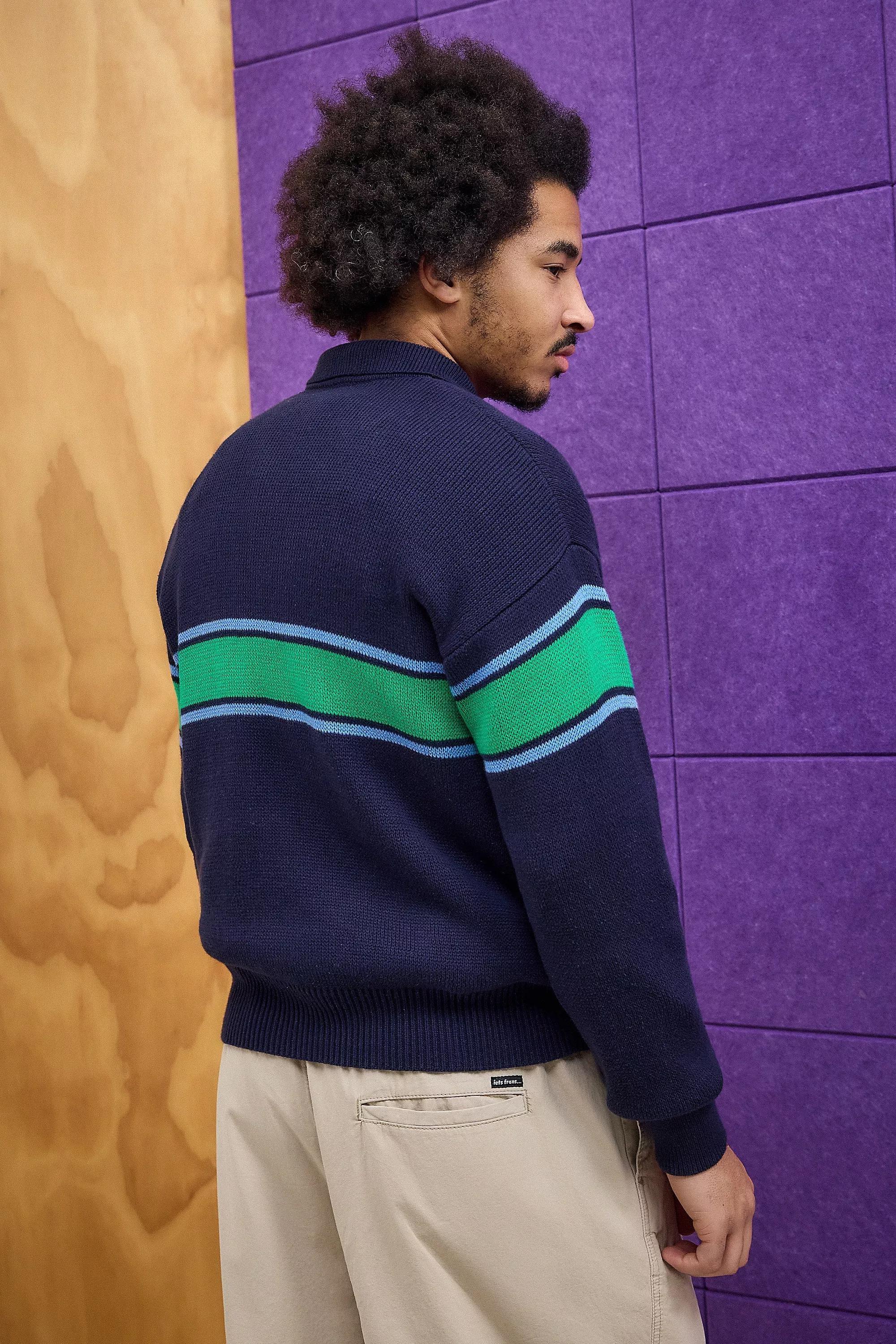 Navy Iets Panel Knit Polo, , large image number 3