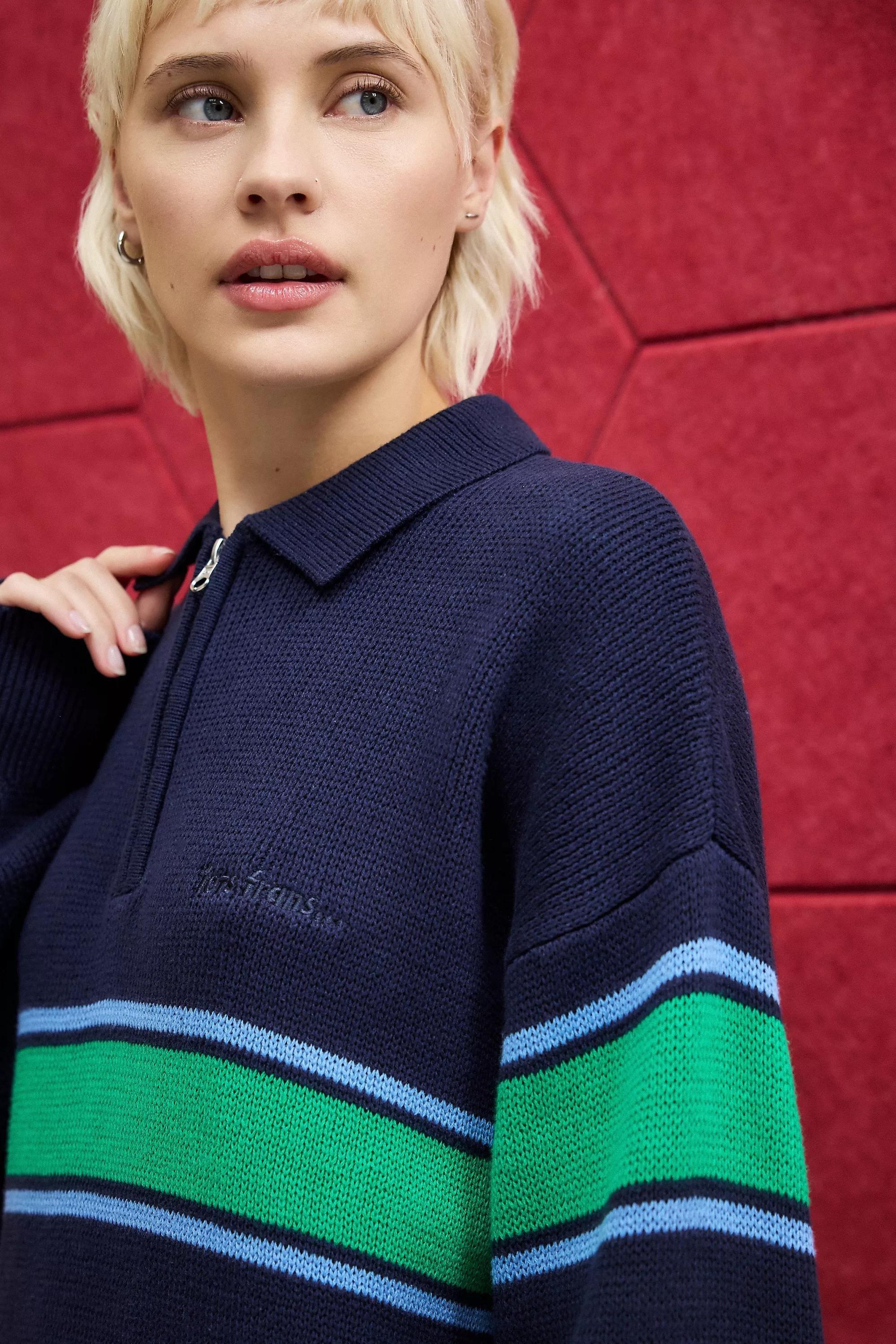 Navy Iets Panel Knit Polo, , large image number 4