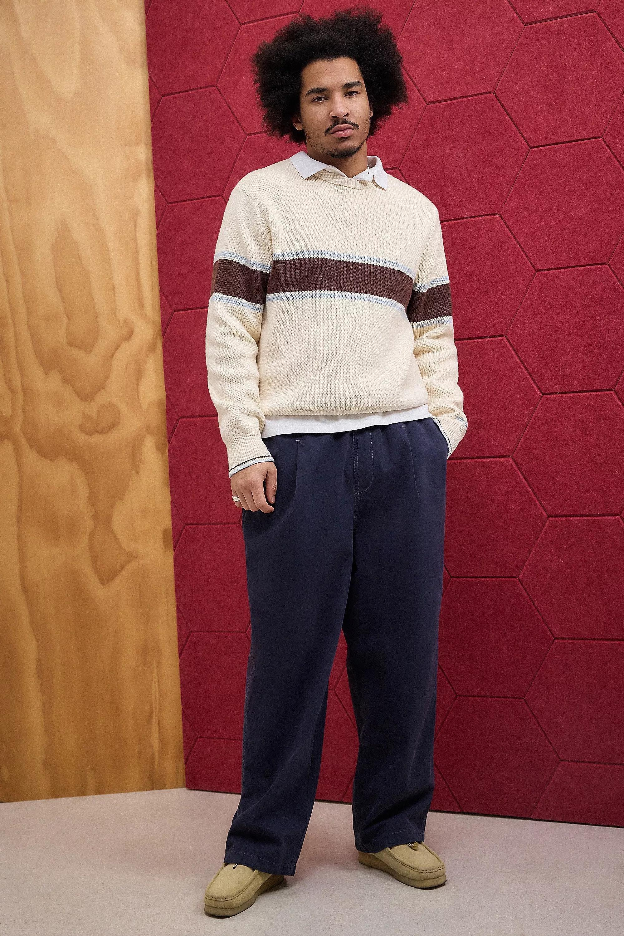 Cream Iets Panel Knit Crew, , large image number 1