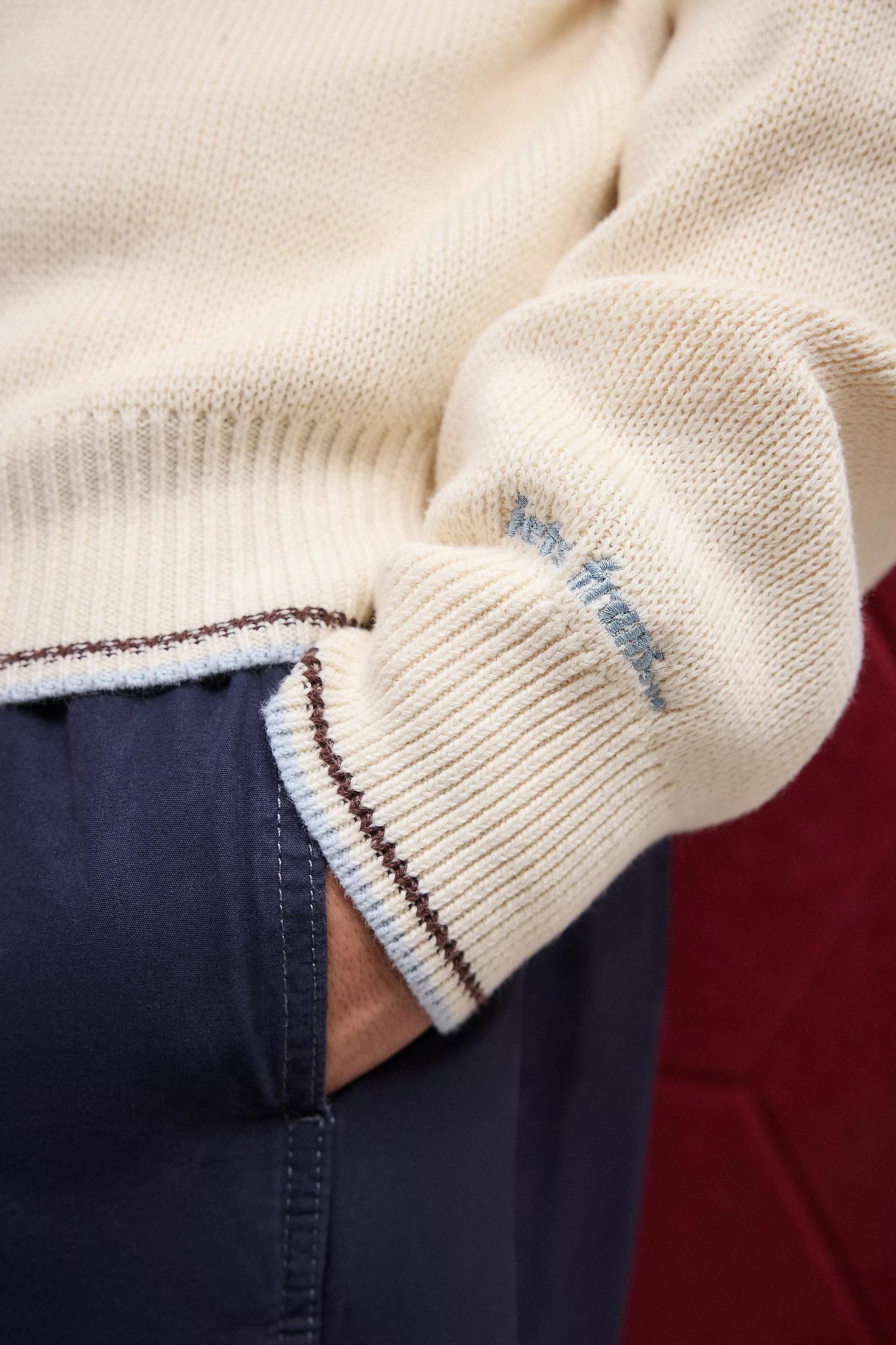 Cream Iets Panel Knit Crew, , large image number 2