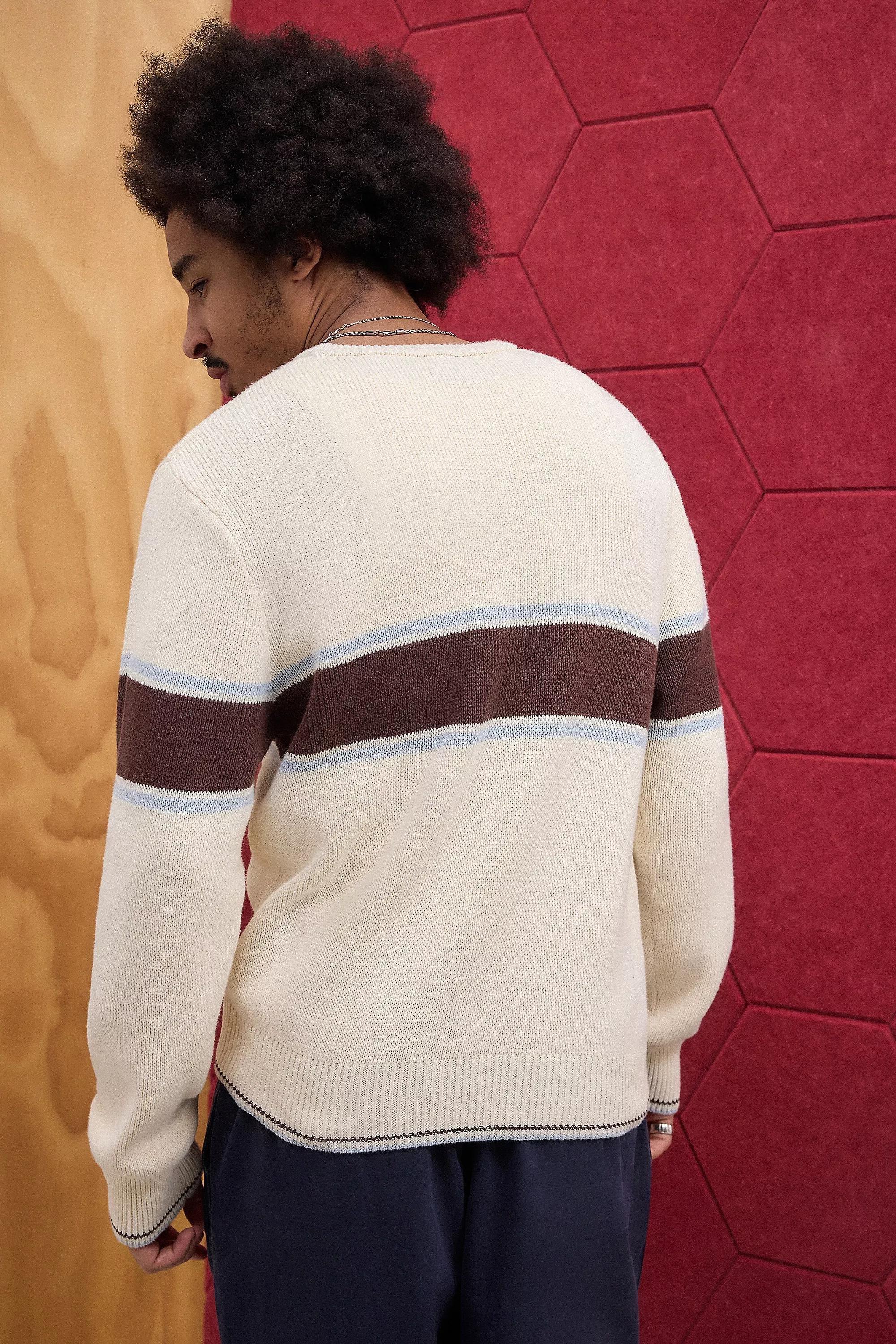 Cream Iets Panel Knit Crew, , large image number 4
