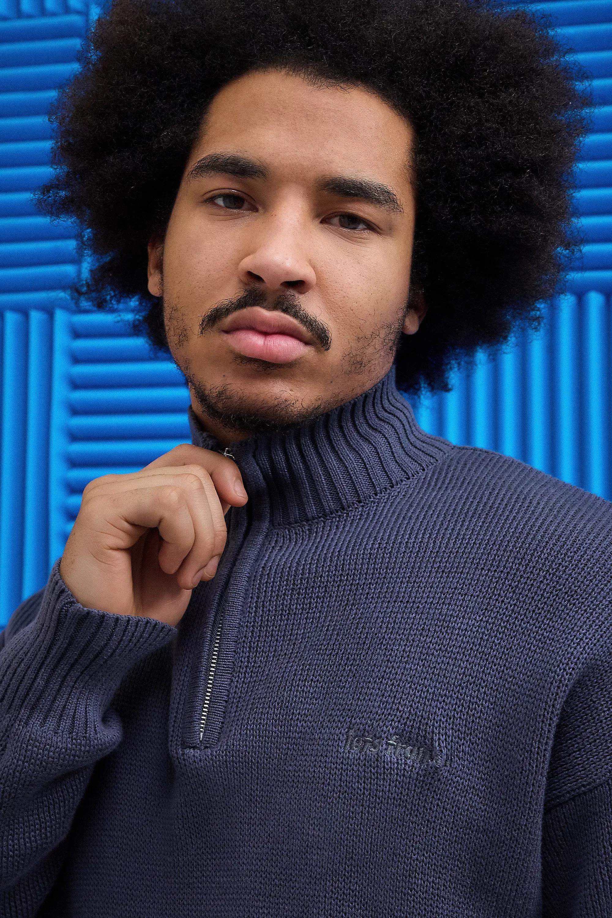 Blue Iets 1/4 Zip Mocknek, , medium