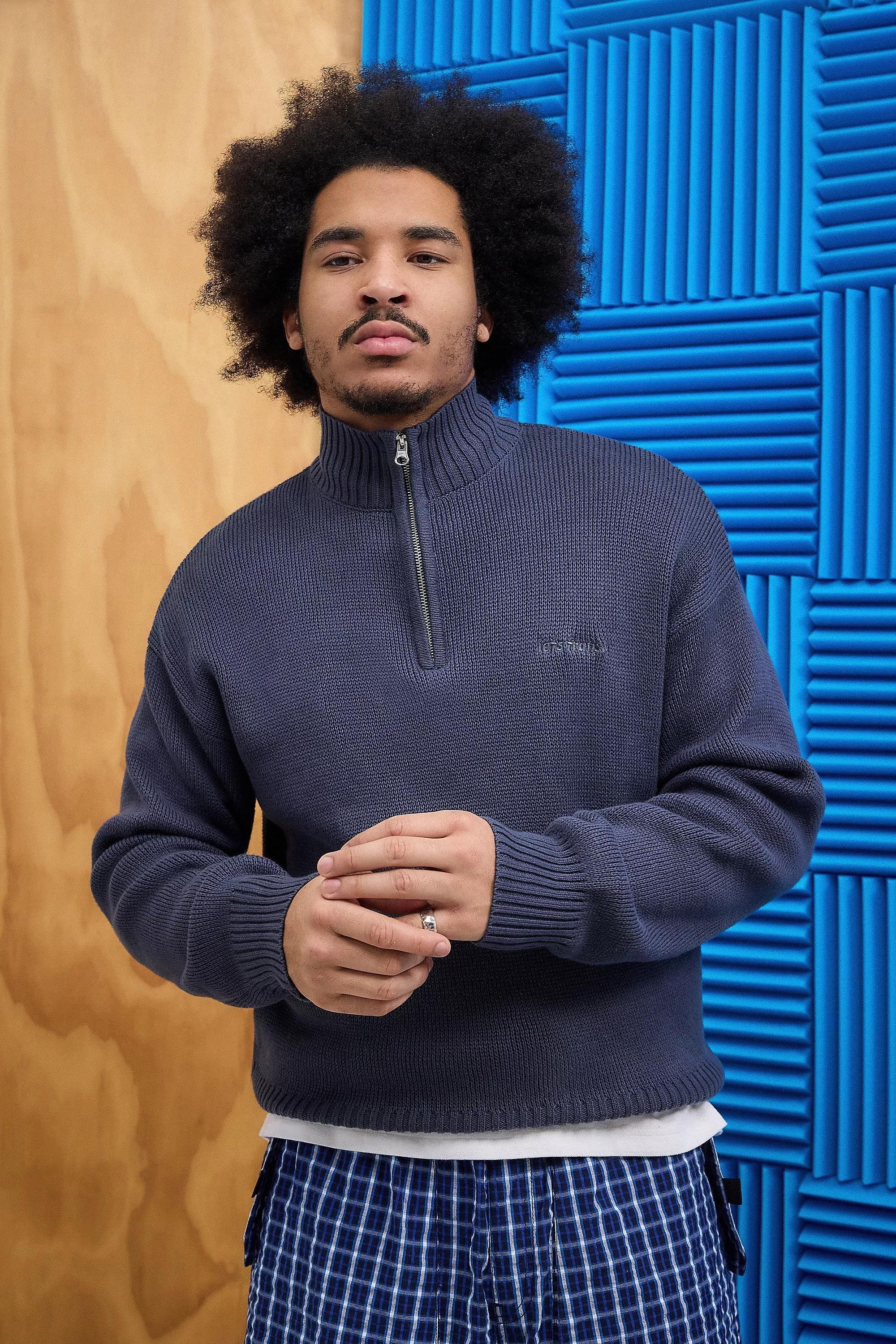 Blue Iets 1/4 Zip Mocknek, , large image number 1