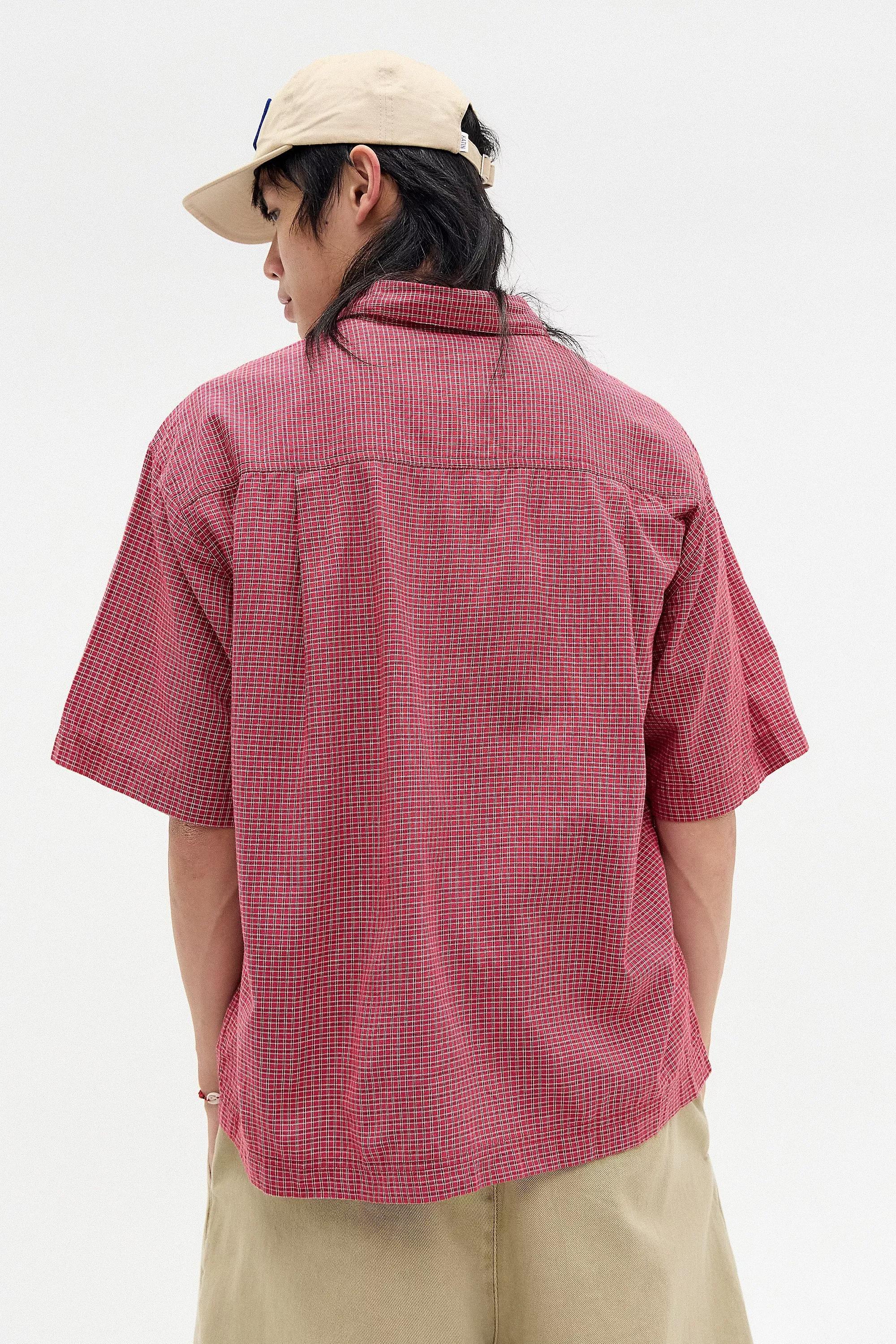 Red Bdg Checked Short Sleeve Shirt, , large image number 3