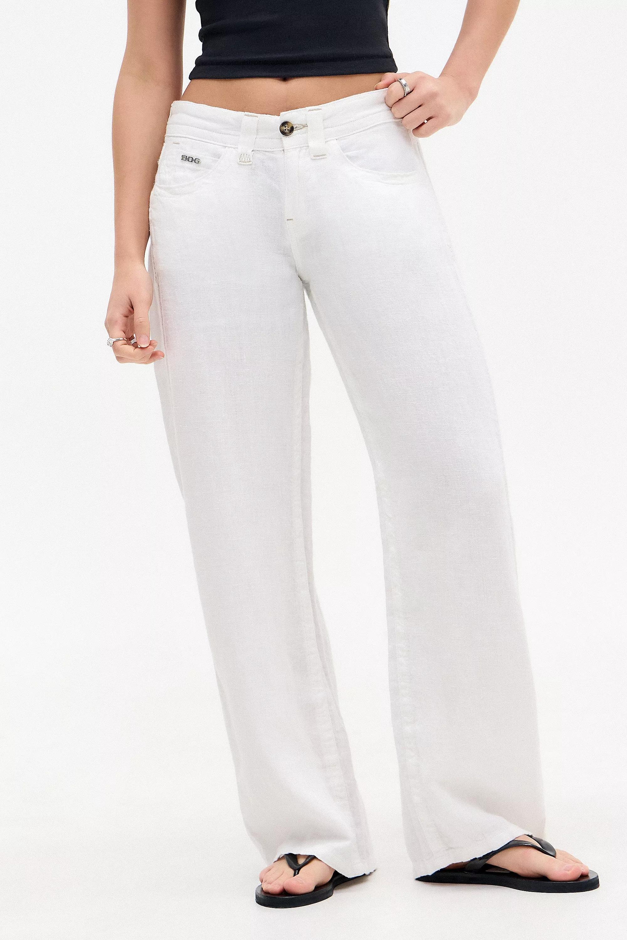 White Bdg Lowrider Linen Trousers, , large image number 0