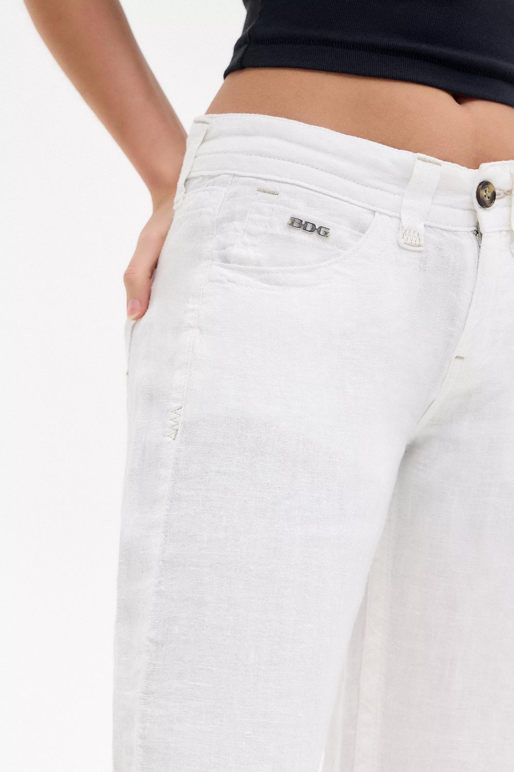 White Bdg Lowrider Linen Trousers, , large image number 2