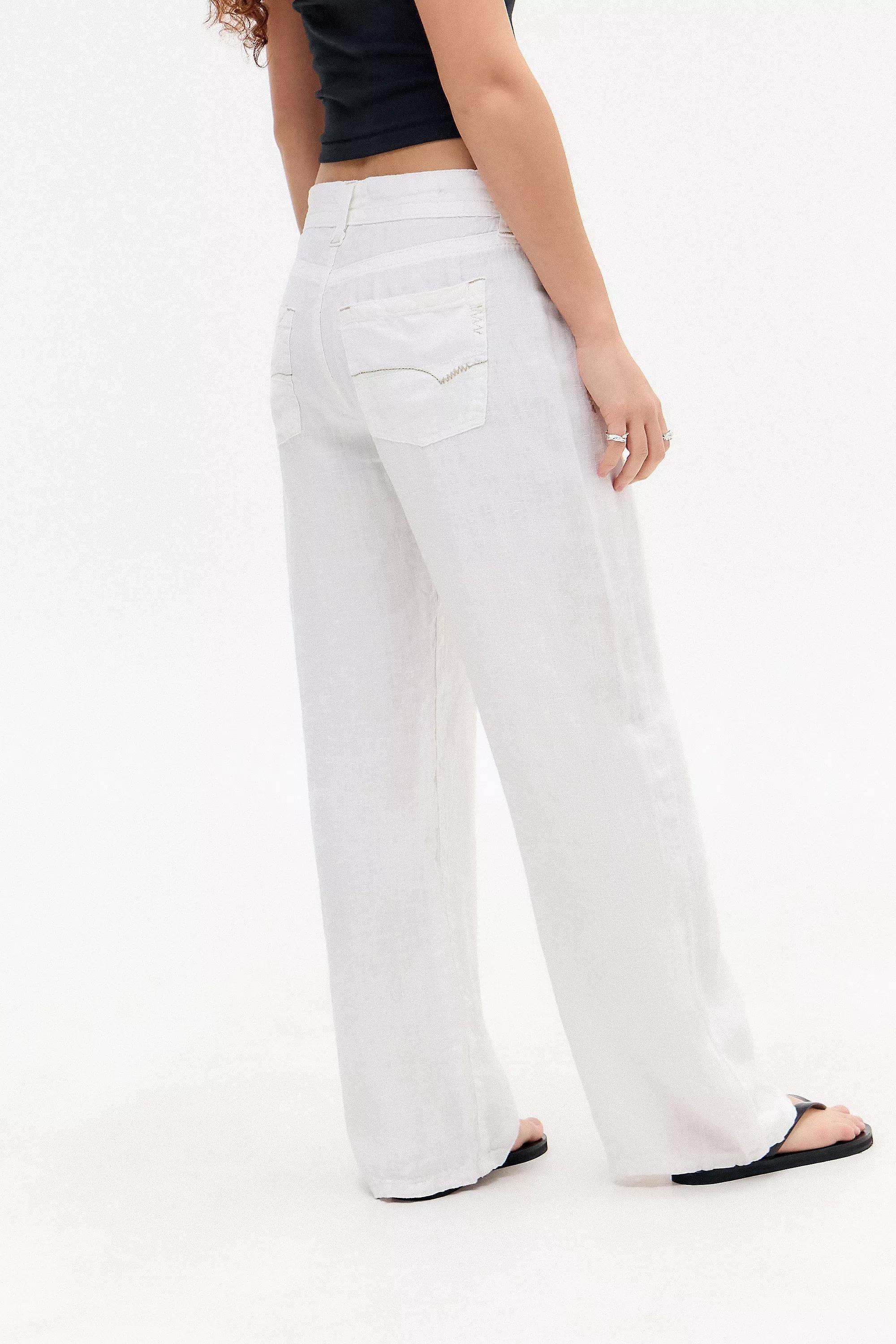 White Bdg Lowrider Linen Trousers, , large image number 3