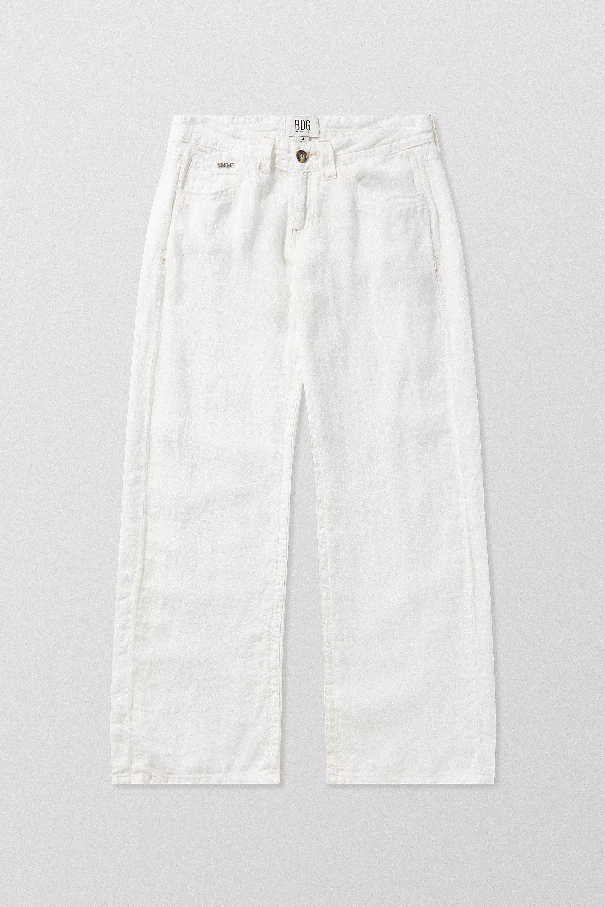 White Bdg Lowrider Linen Trousers, , large image number 4