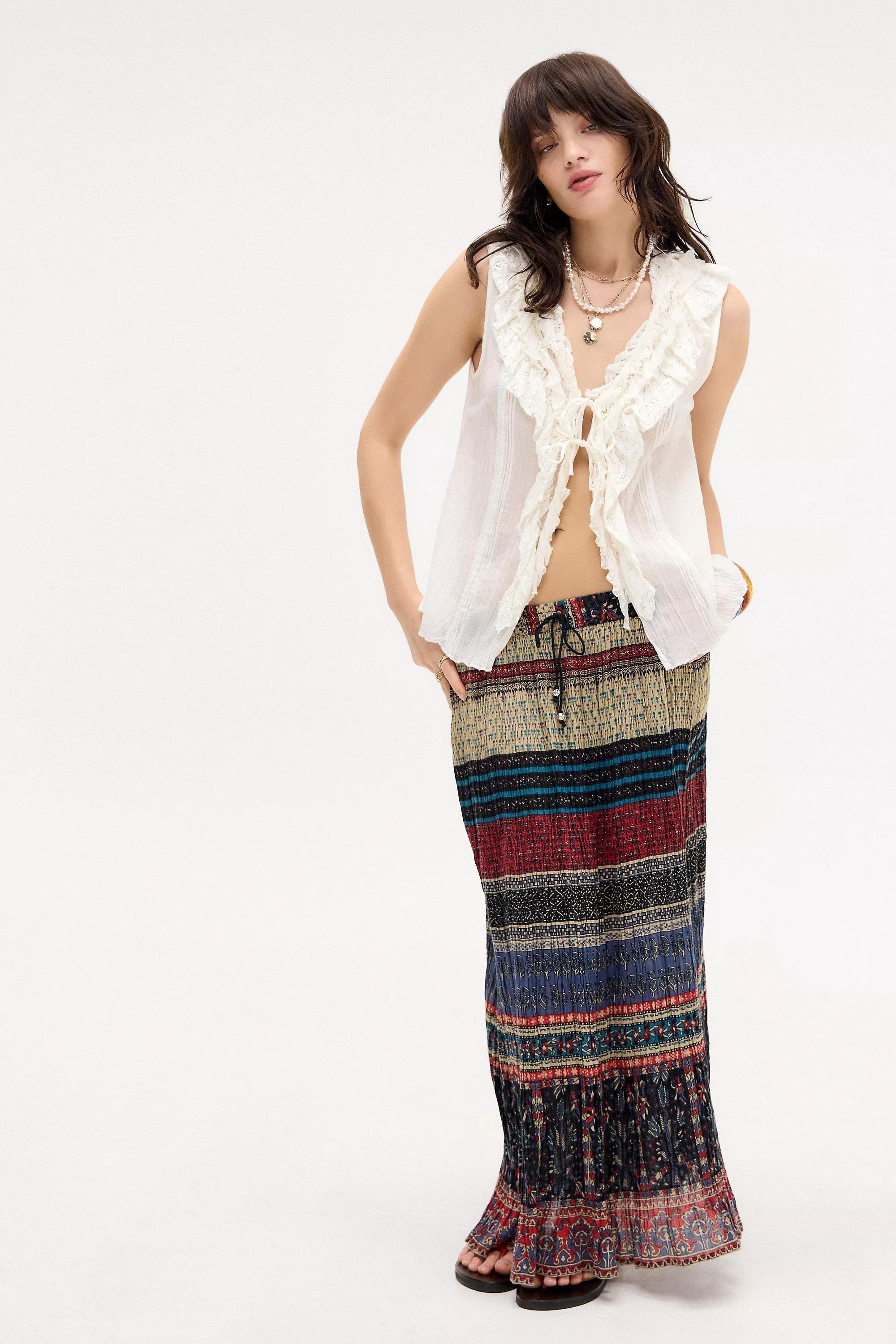 UO Crinkle Print Maxi Skirt, , large image number 1