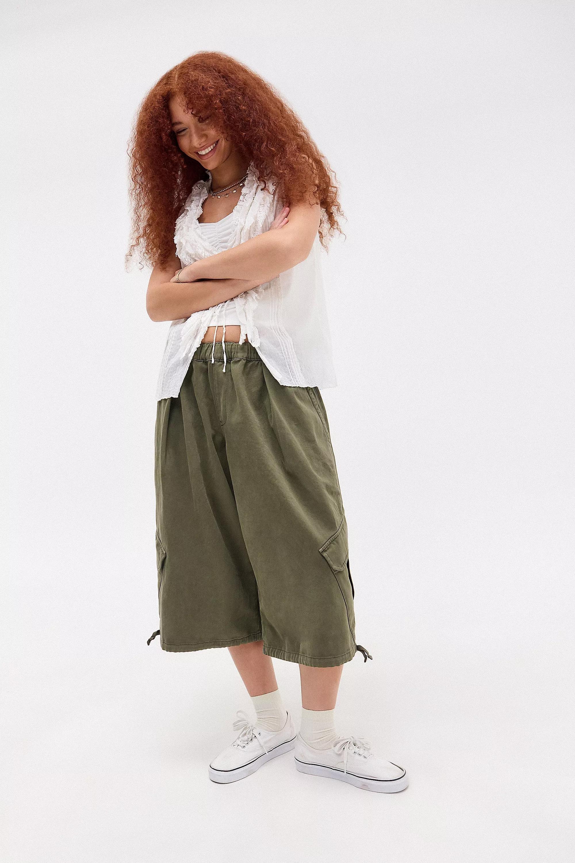 Green Bdg Cropped Cargo Trousers, , large image number 0
