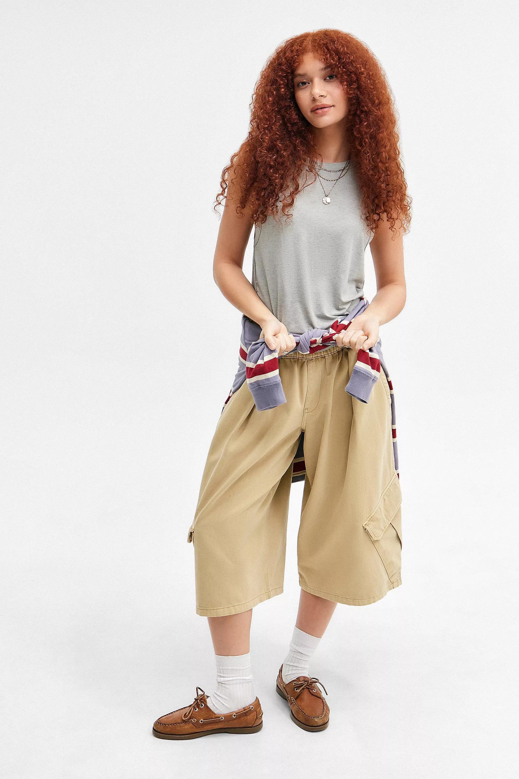 Beige Bdg Dallas Cropped Cargo Trousers, , large image number 1