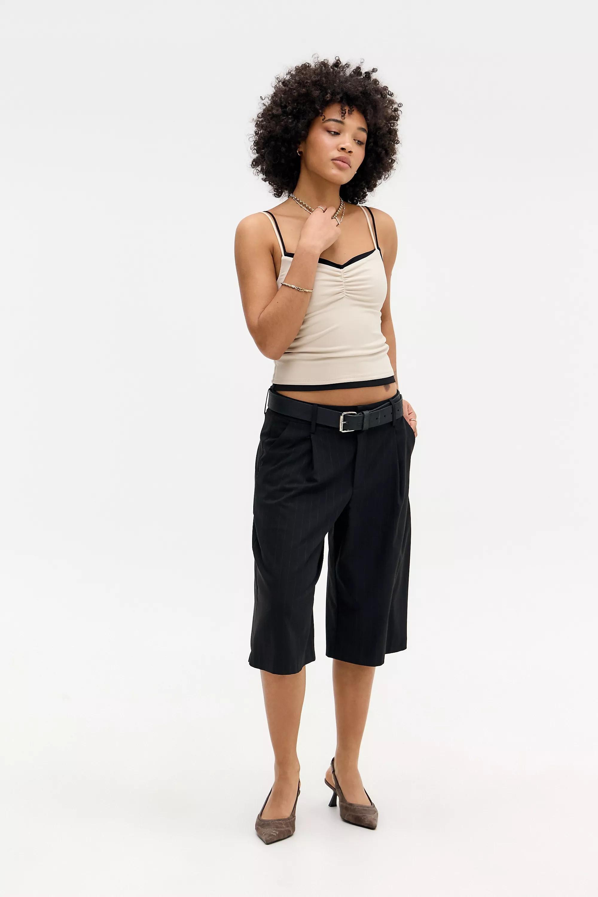 Beige Silence + Noise Luna Ruched-Front Cami, , large image number 1