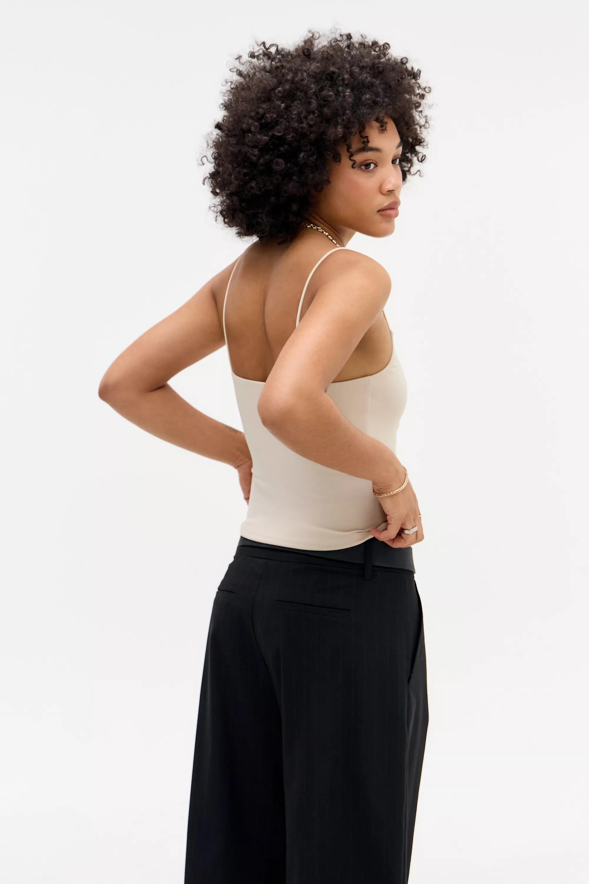 Beige Silence + Noise Luna Ruched-Front Cami, , large image number 3