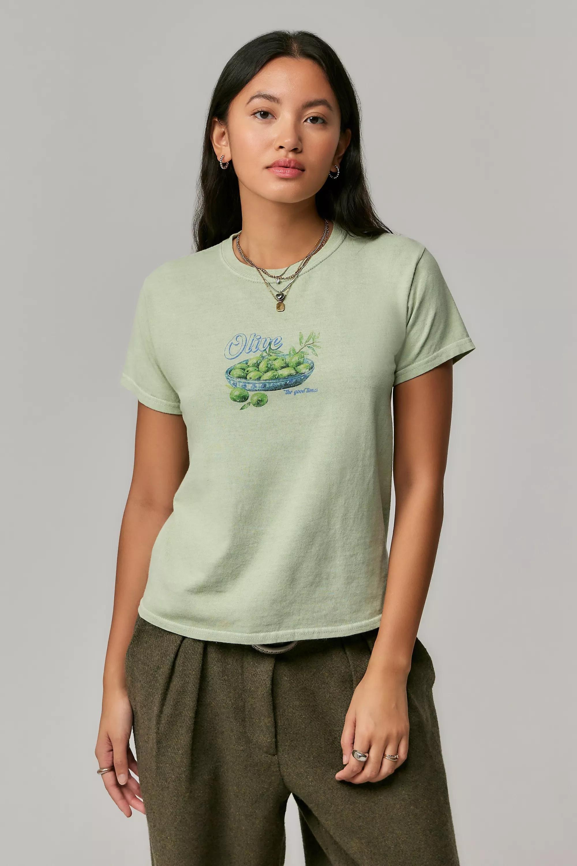 Green Detailed Bowl Relaxed T-Shirt, GRN, large image number 0