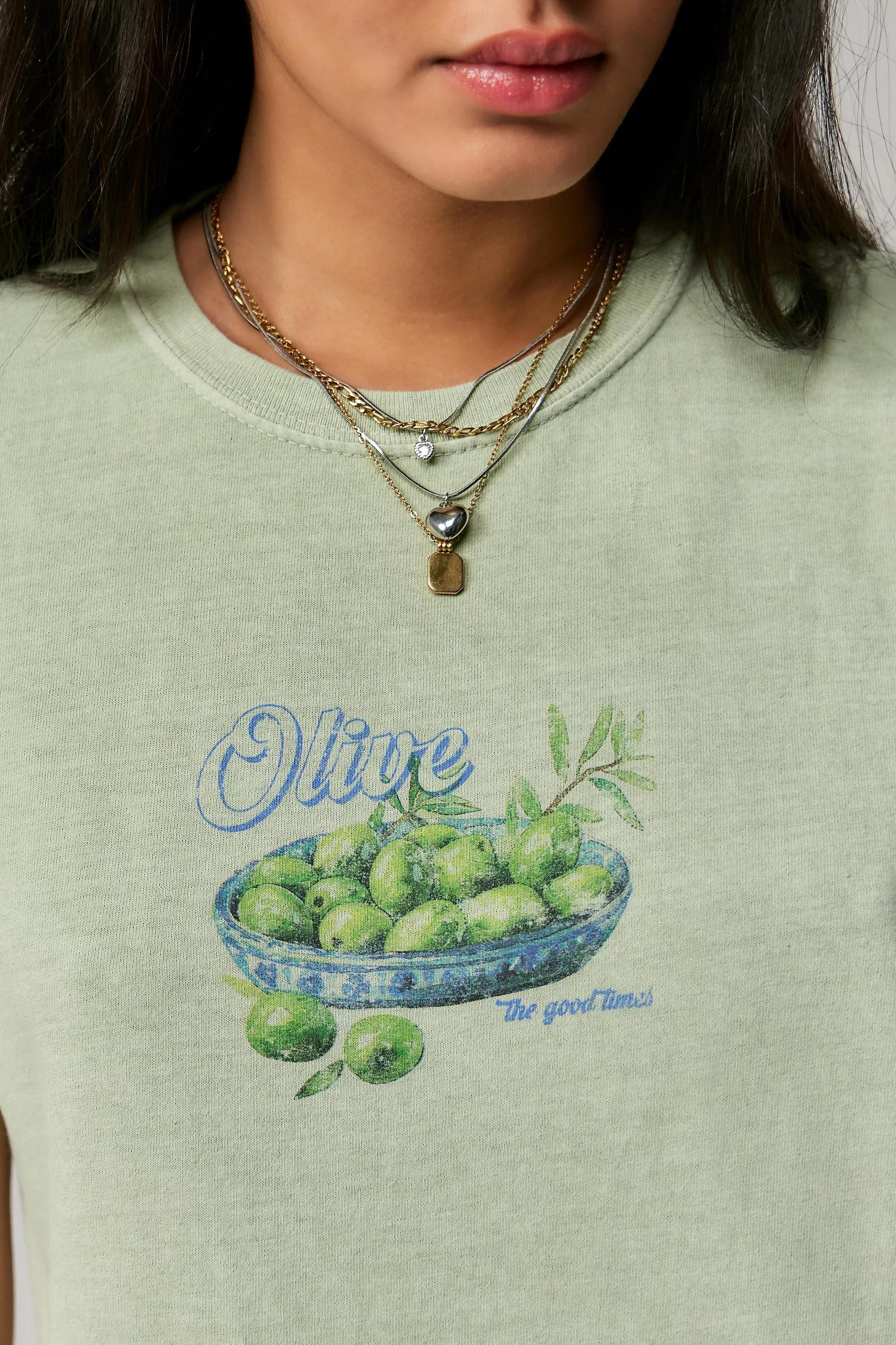 Green Detailed Bowl Relaxed T-Shirt, GRN, large image number 1
