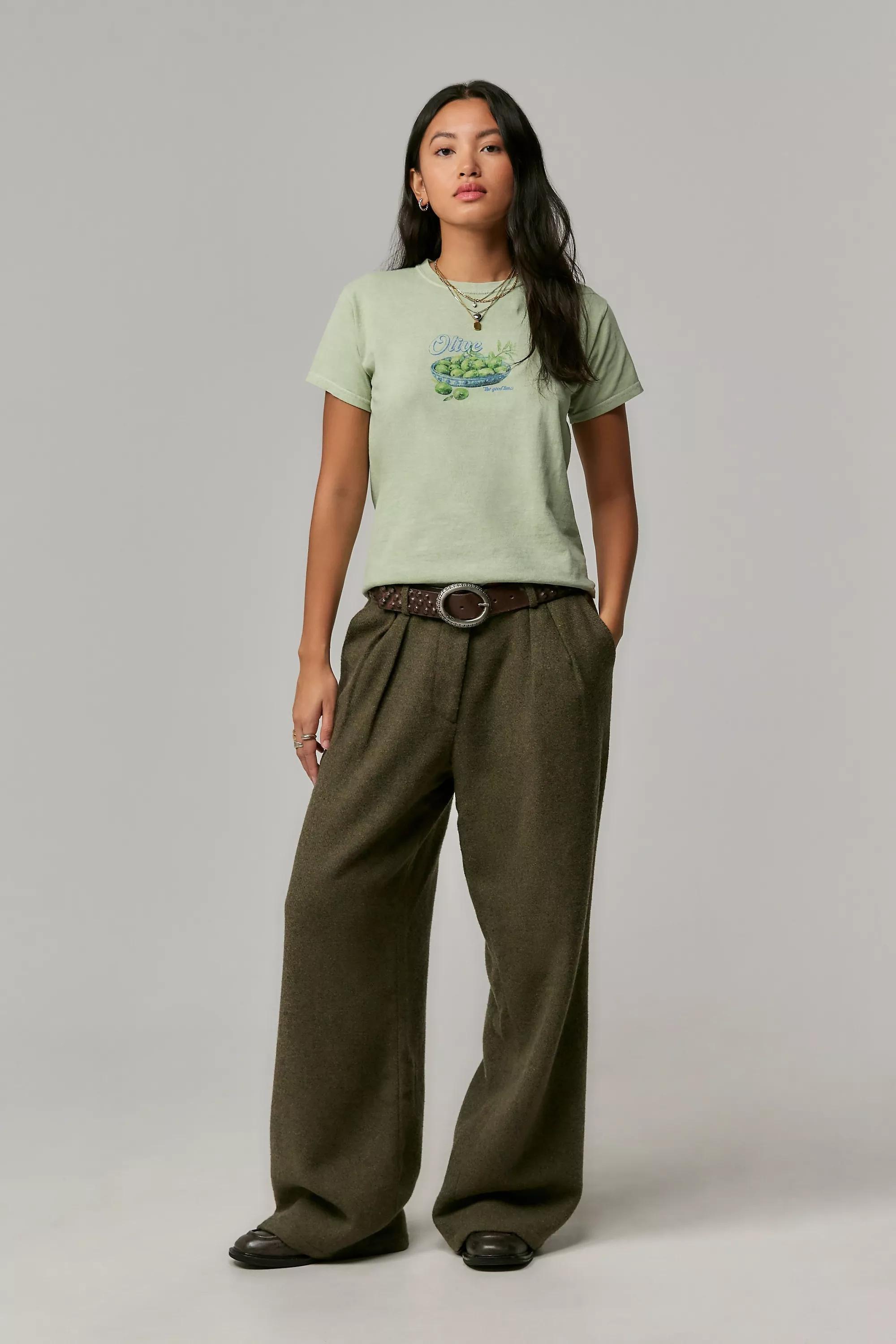 Green Detailed Bowl Relaxed T-Shirt, GRN, large image number 2