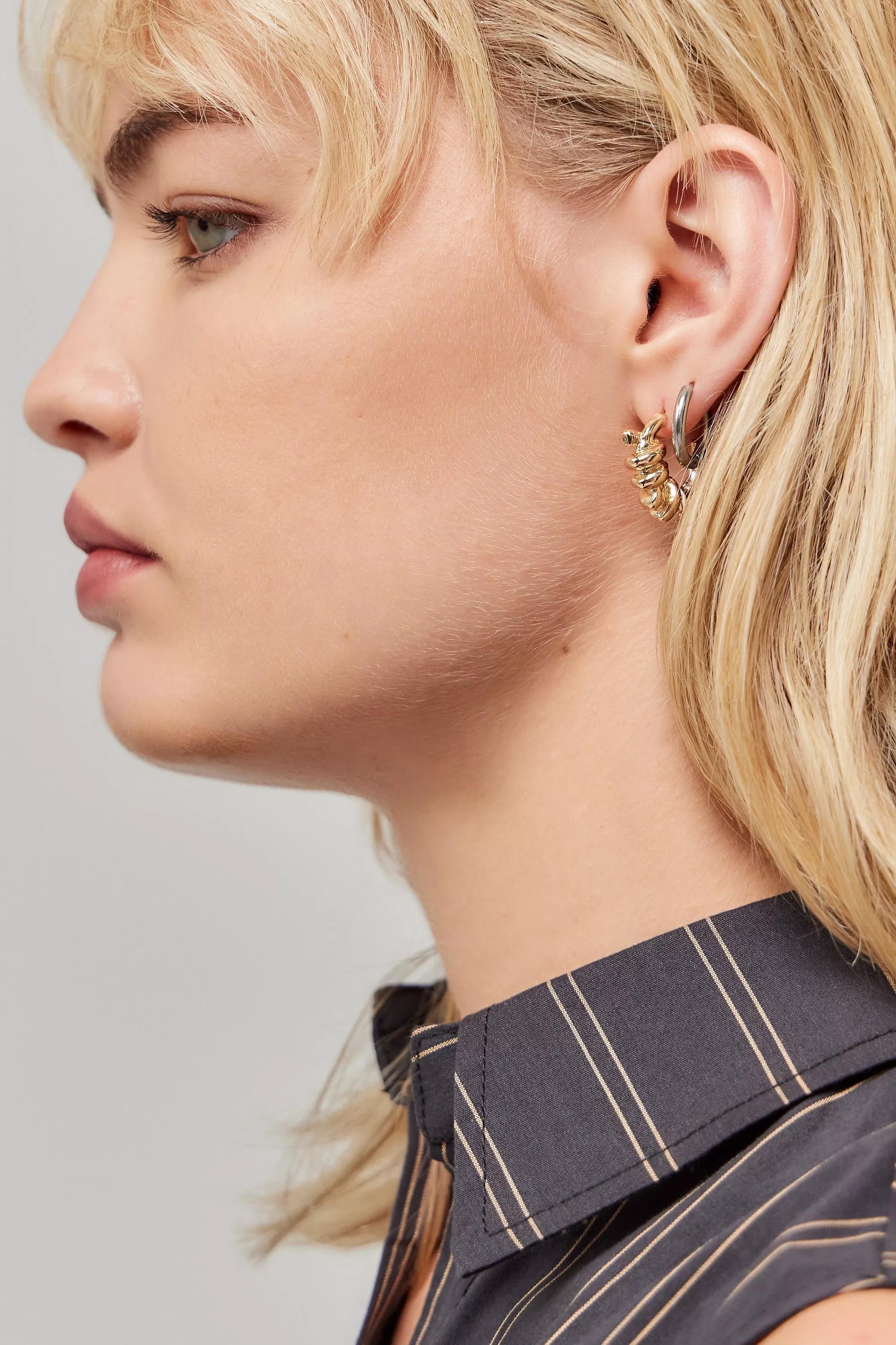 Gold Silence + Noise Twisted Hoop Earrings 5-Pack, GOLD, large image number 1