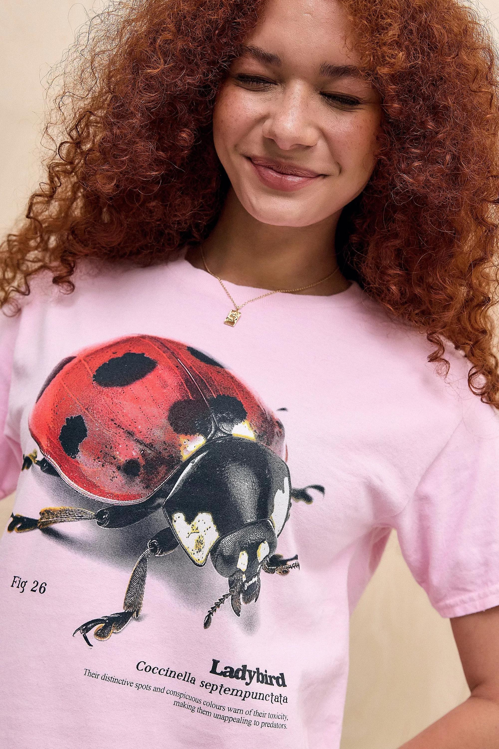 Pink Detailed Relaxed T-Shirt, PINK, medium