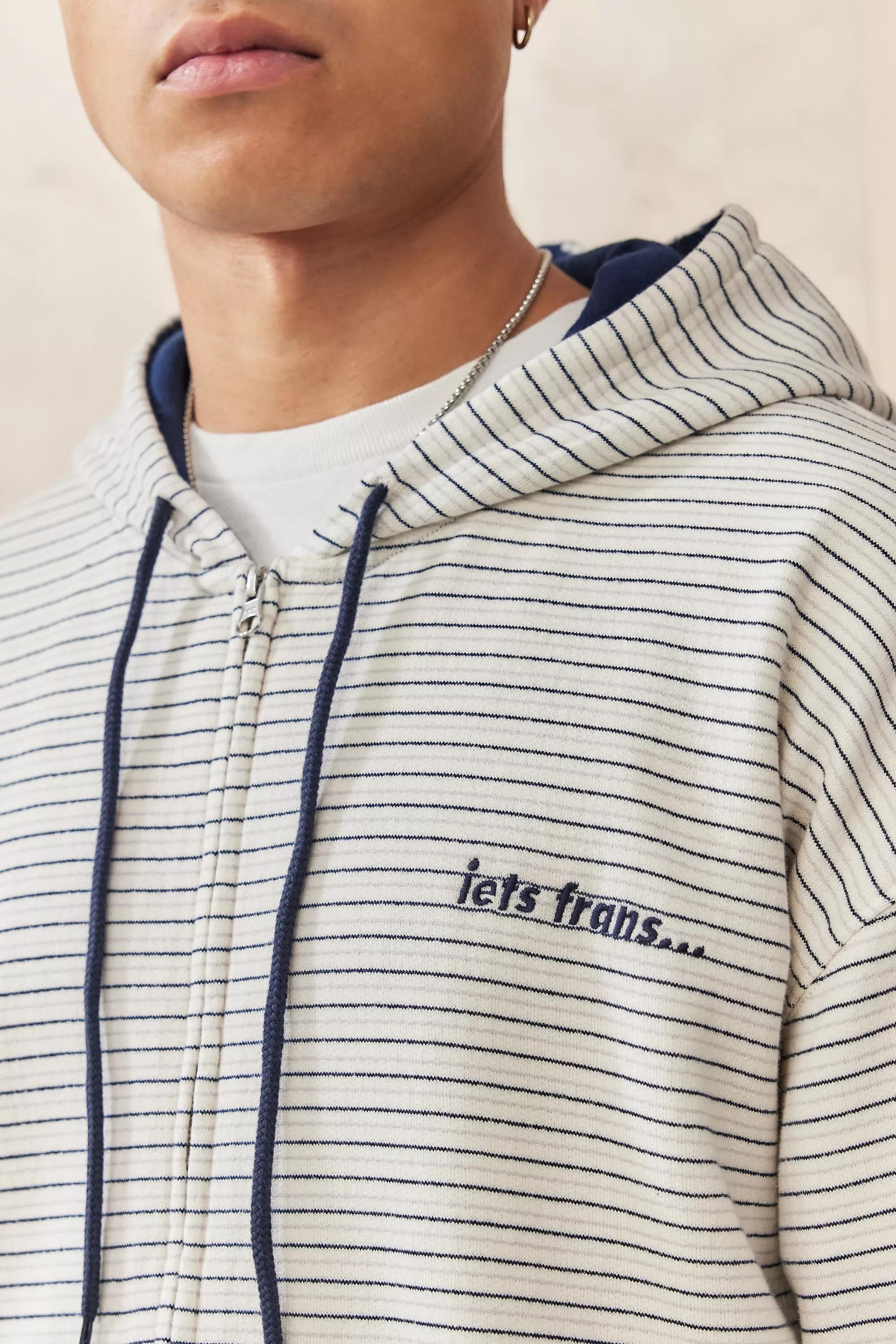 Ecru Iets Frans... Striped Zip Through Hoodie, , large image number 1