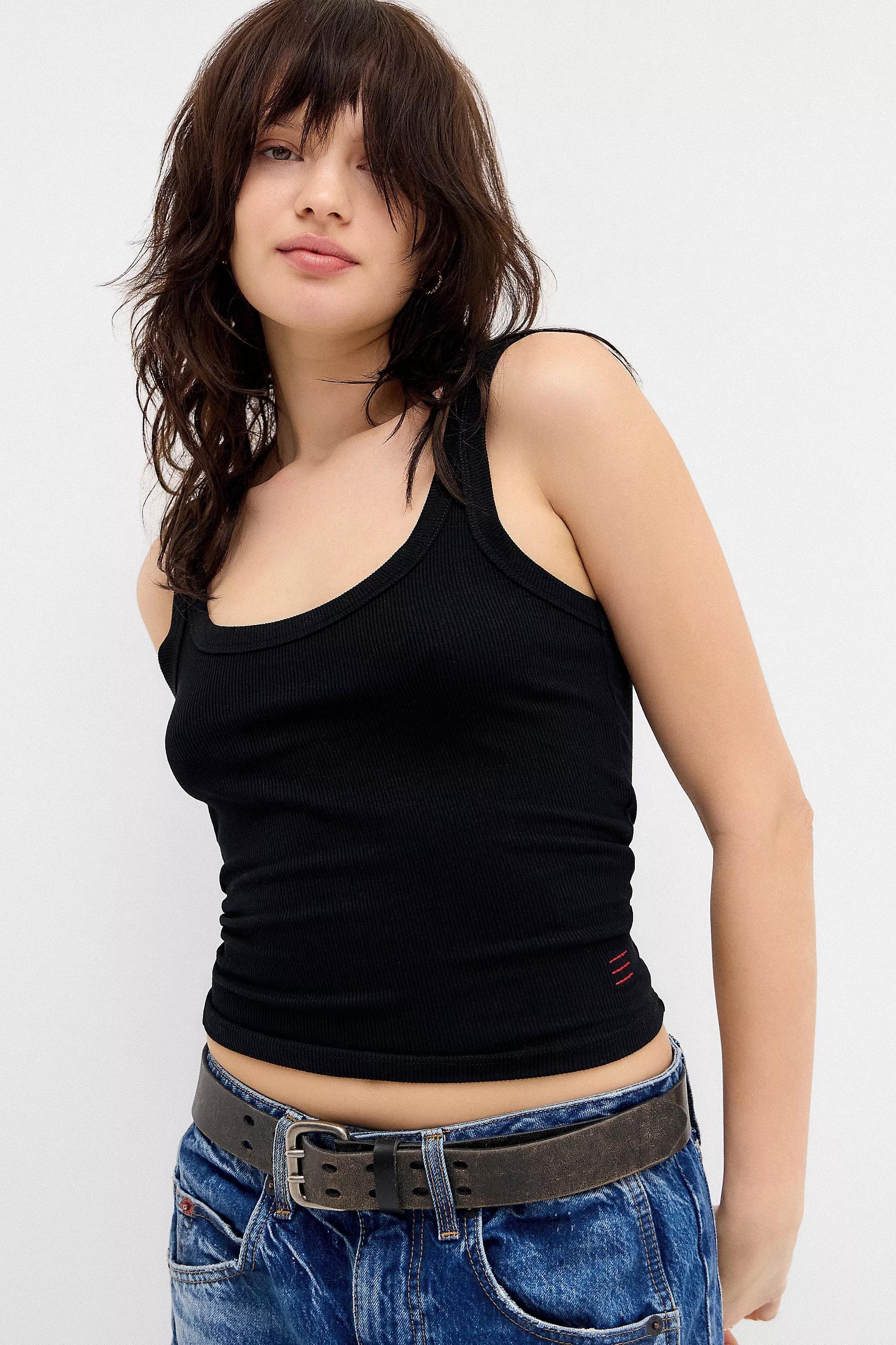 Black Bdg Jessie Ribbed Scoop Neck Vest, BLK, large image number 1