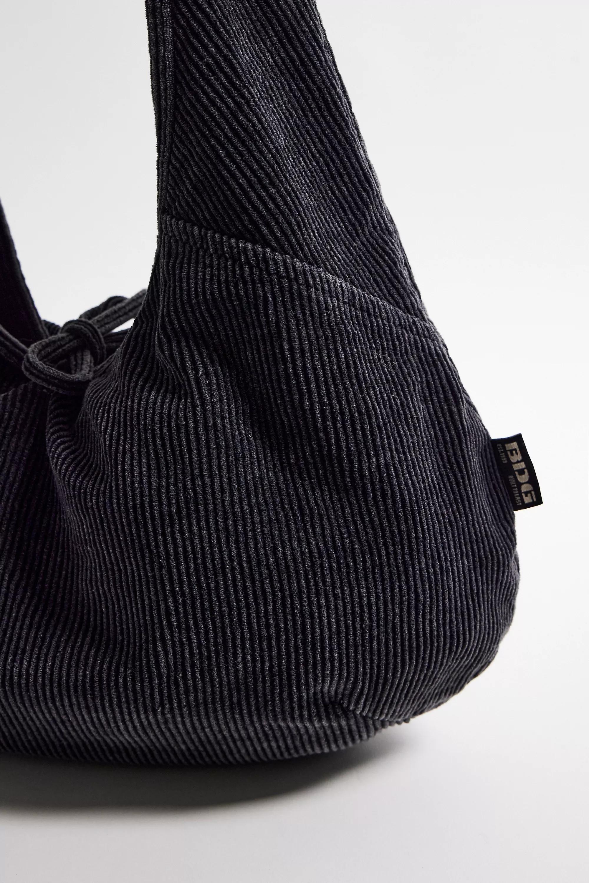 Black Uo Flo Slouch Corduroy Tote Bag, BLK, large image number 4