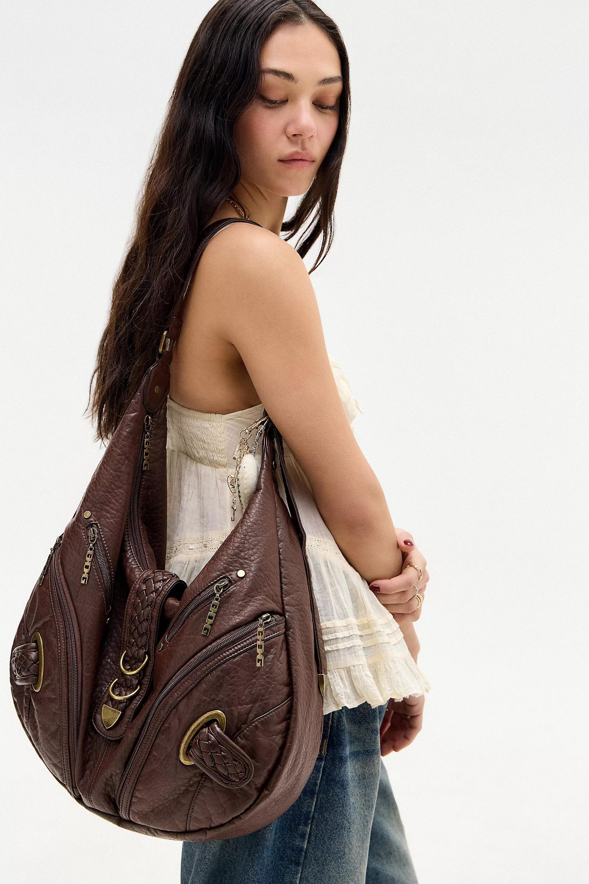 Brown Bdg Jem Buckle Slouch Bag, BRN, large image number 0