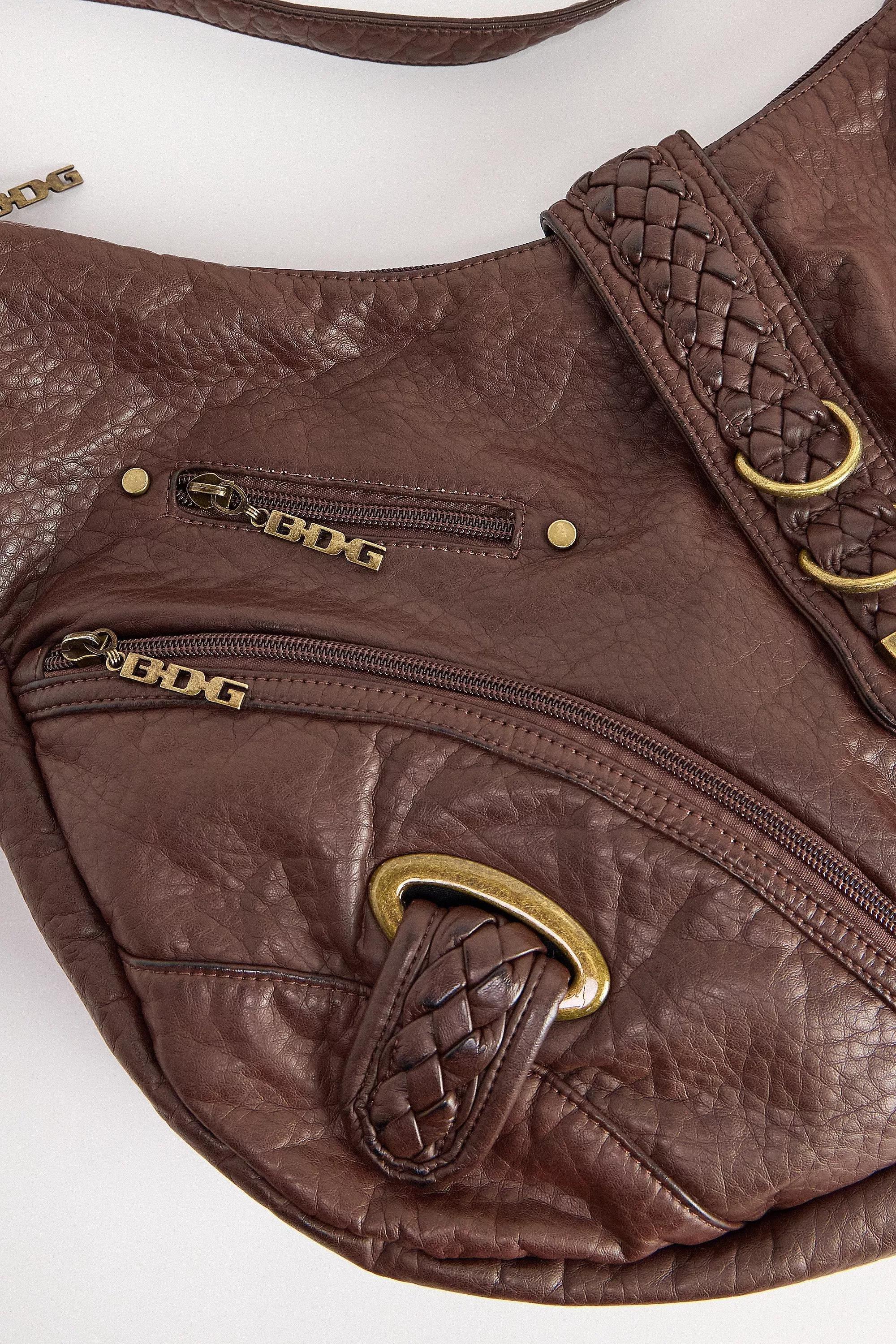 Brown Bdg Jem Buckle Slouch Bag, BRN, large image number 4