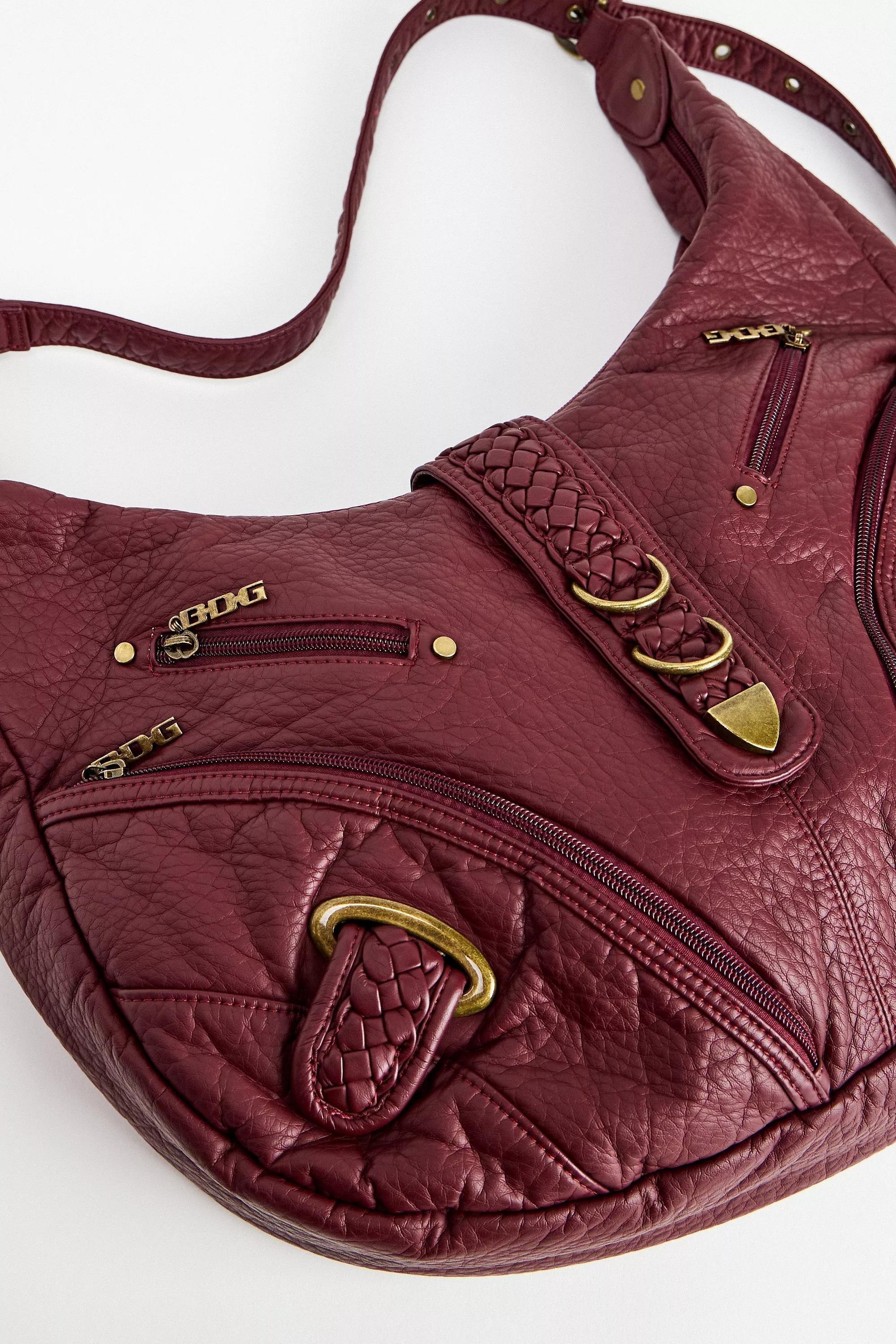 Burgundy Bdg Jem Buckle Slouch Bag, WINE, large image number 4