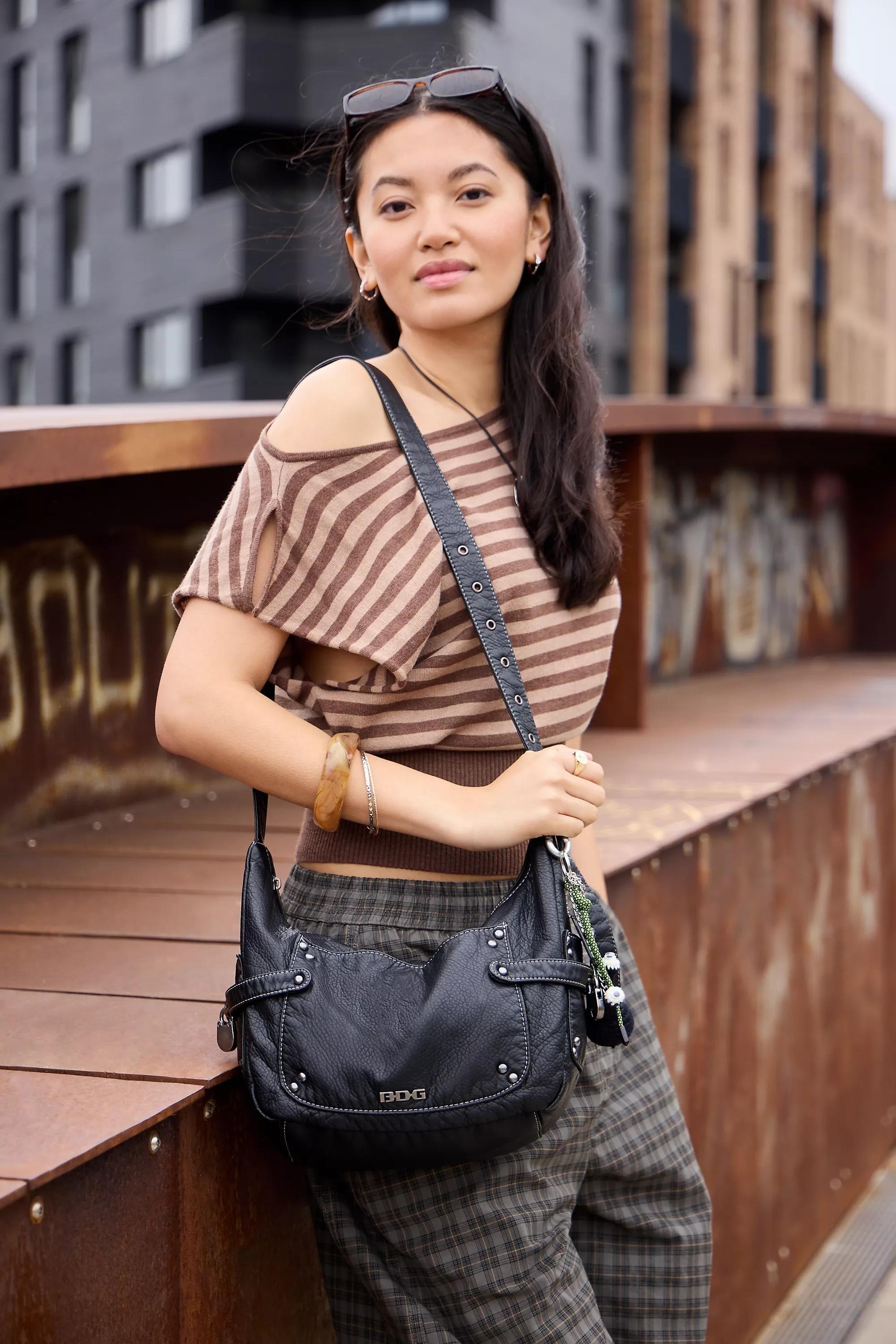 Black Bdg Reggie Faux Leather Sling Bag, BLK, medium