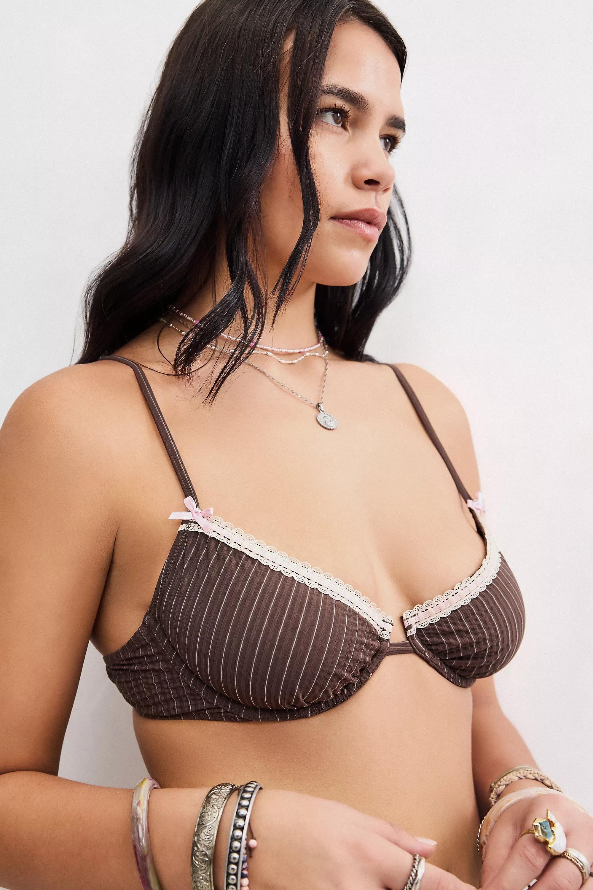 Brown Out From Under Pinstripe Bra, , large image number 0