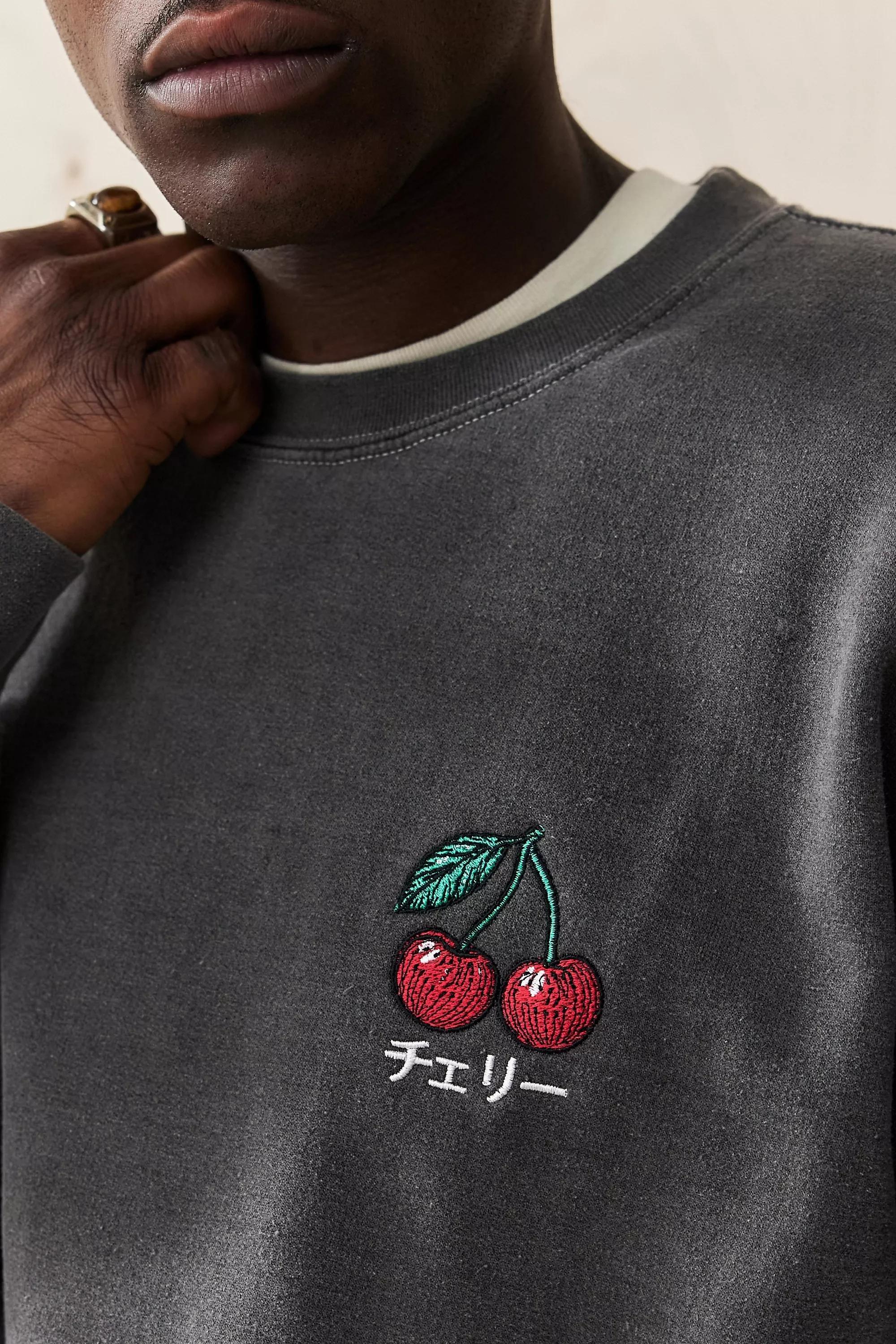 Urban Outfitters Black Uo Cherry Embroidered Sweatshirt | Azadea UAE