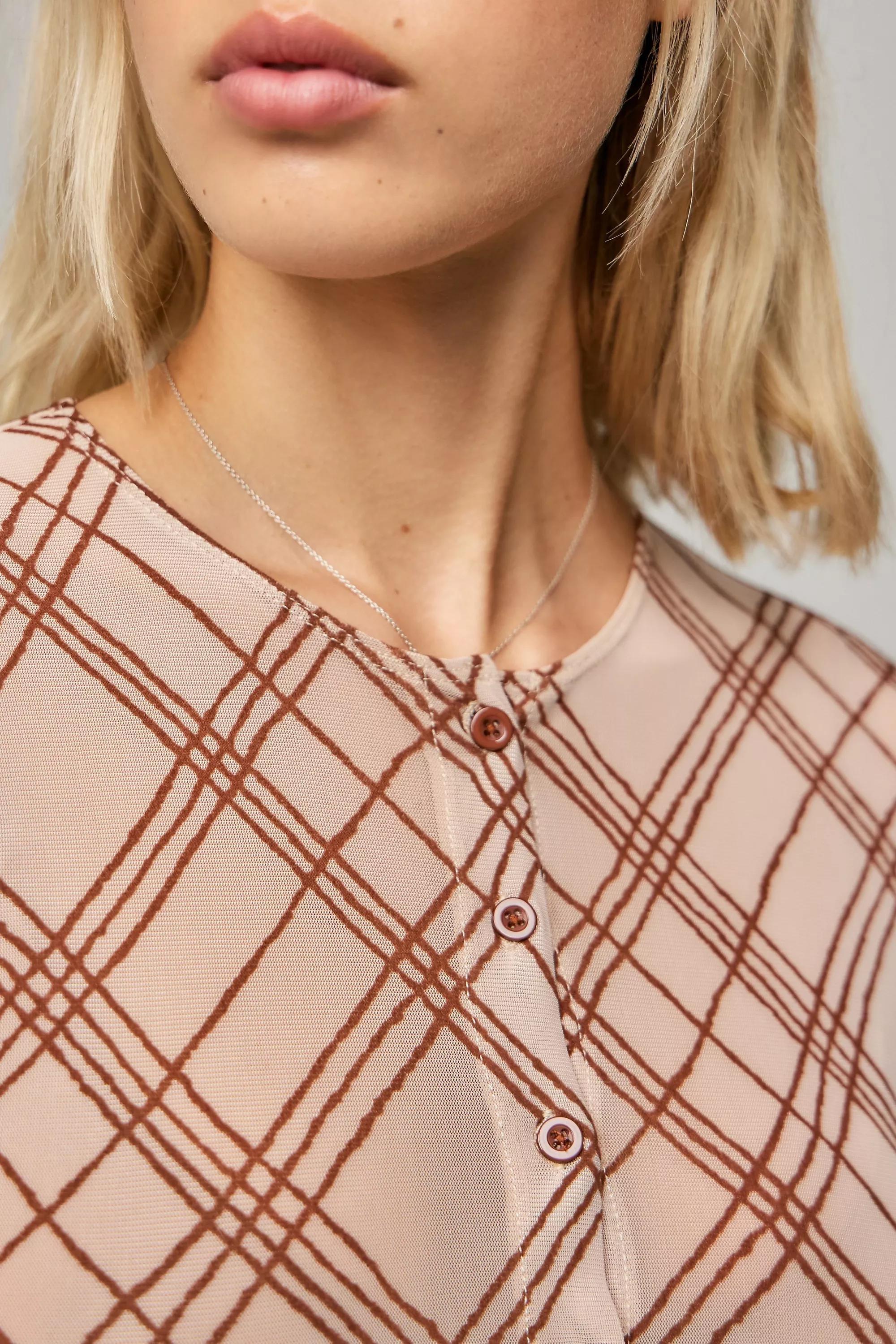 Beige Motel Kahula Stripe Mesh Shirt, , large image number 1