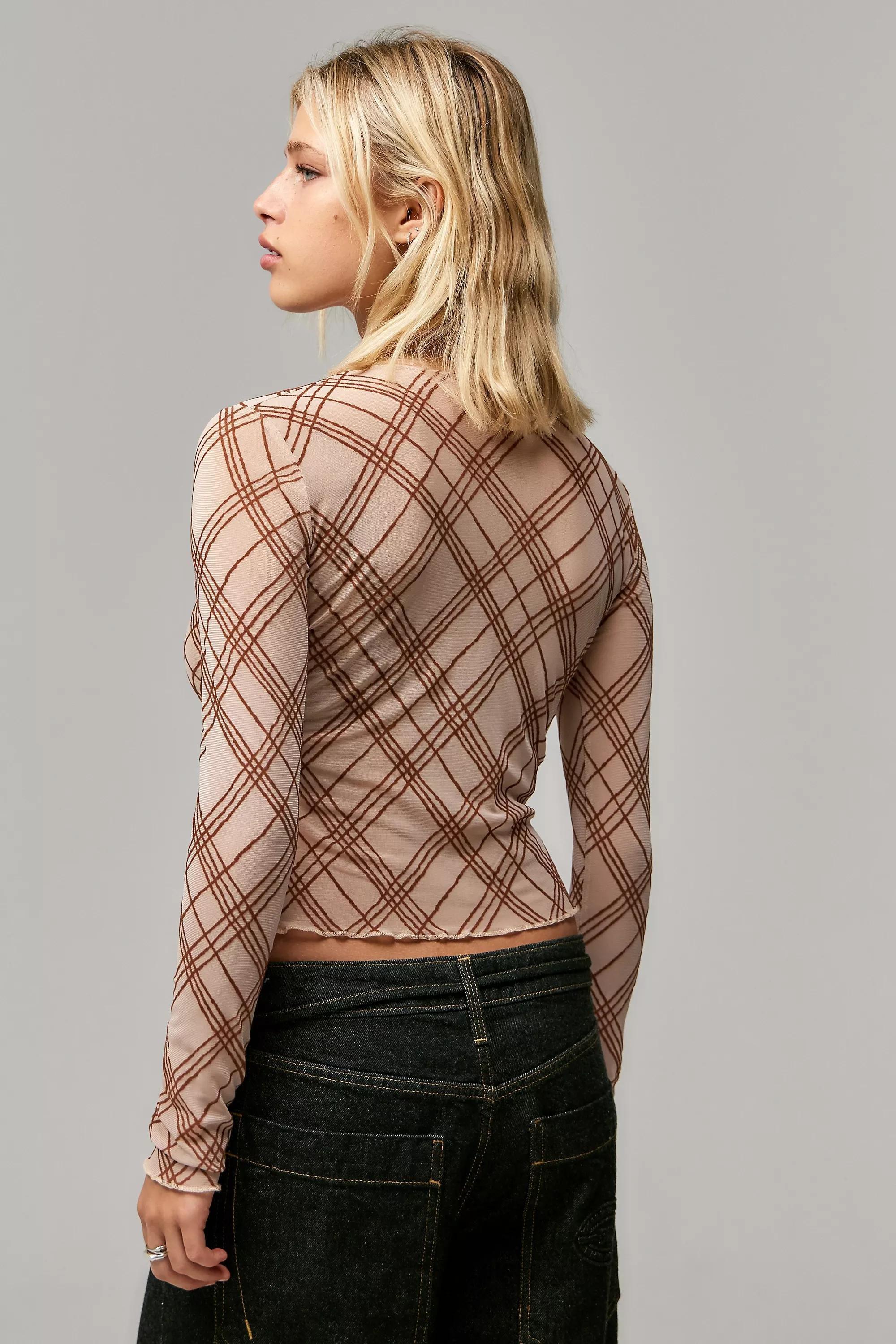 Beige Motel Kahula Stripe Mesh Shirt, , large image number 3
