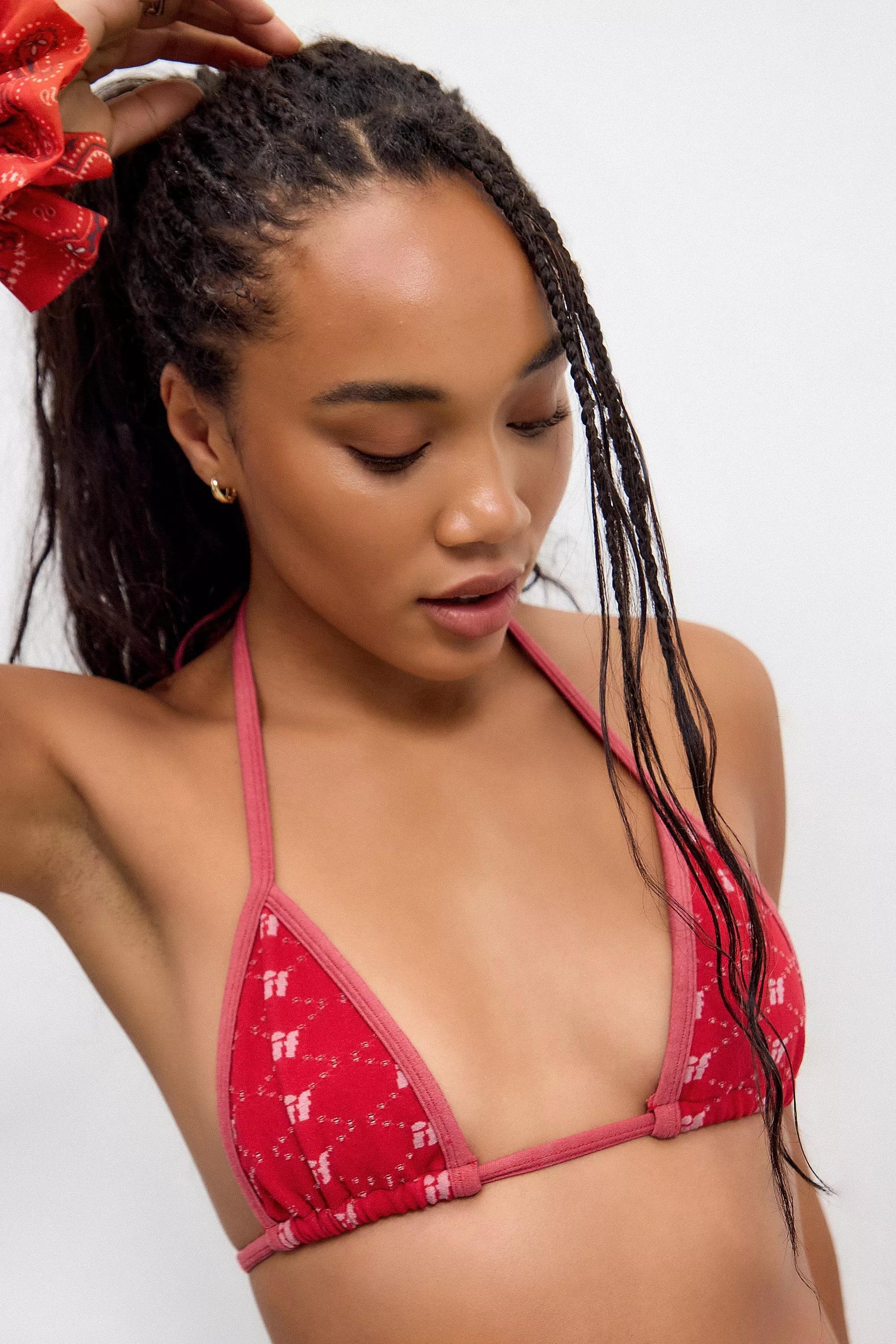 Red Iets Frans... Monogram Triangle Bikini Top, , large image number 0