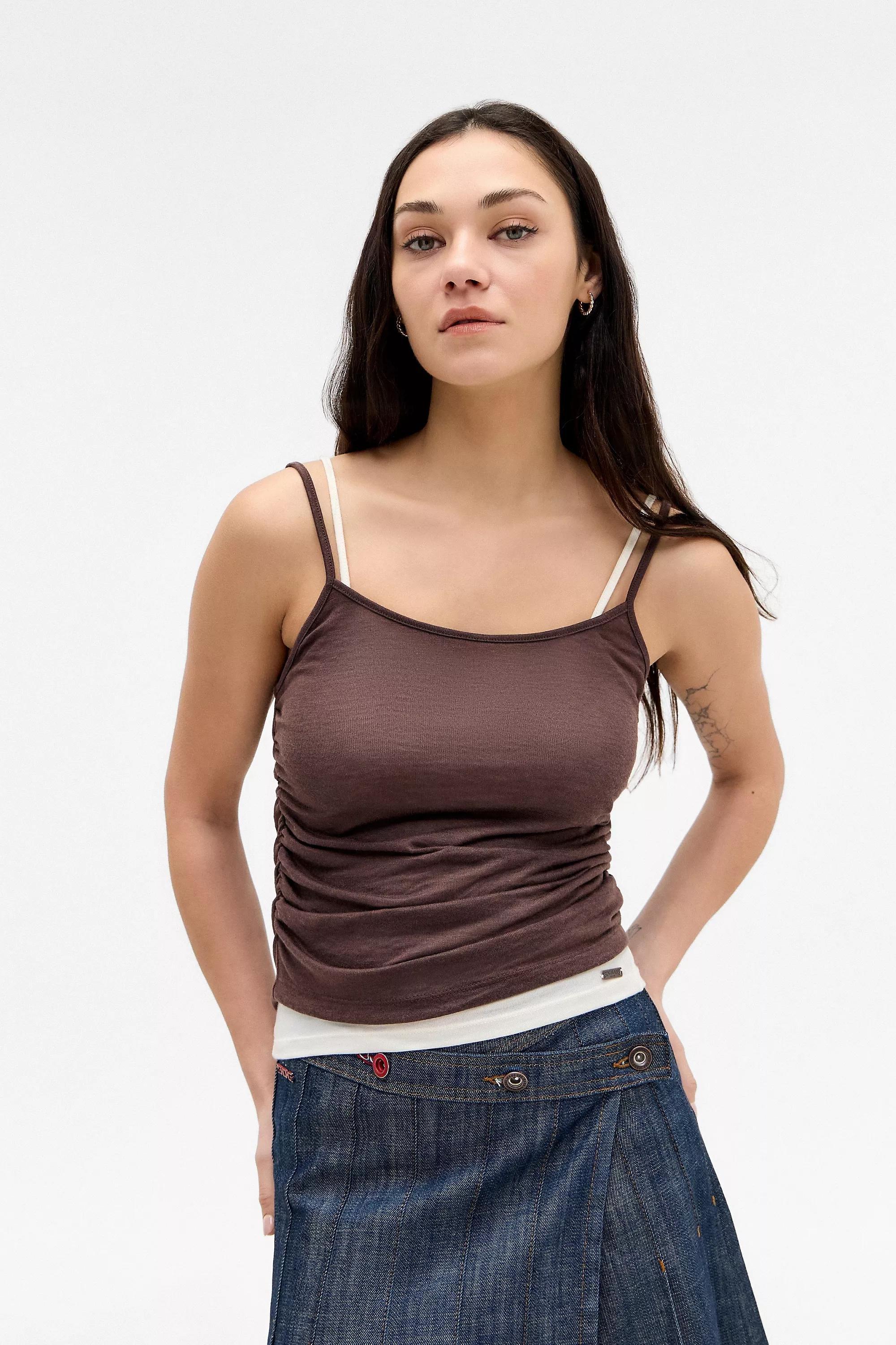 Brown Bdg Double Layer Tank Top, , large image number 0