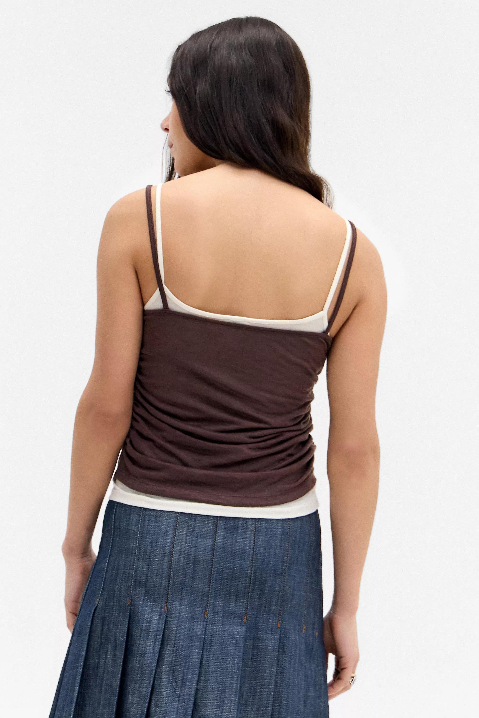 Brown Bdg Double Layer Tank Top, , large image number 3
