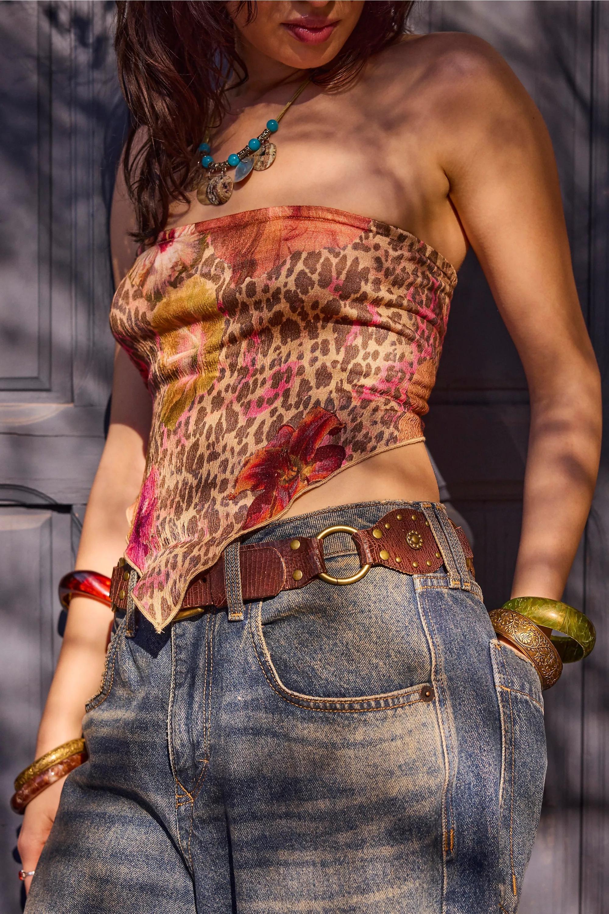 Brown Uo Bandana Scarf Bandeau Top, , large image number 2
