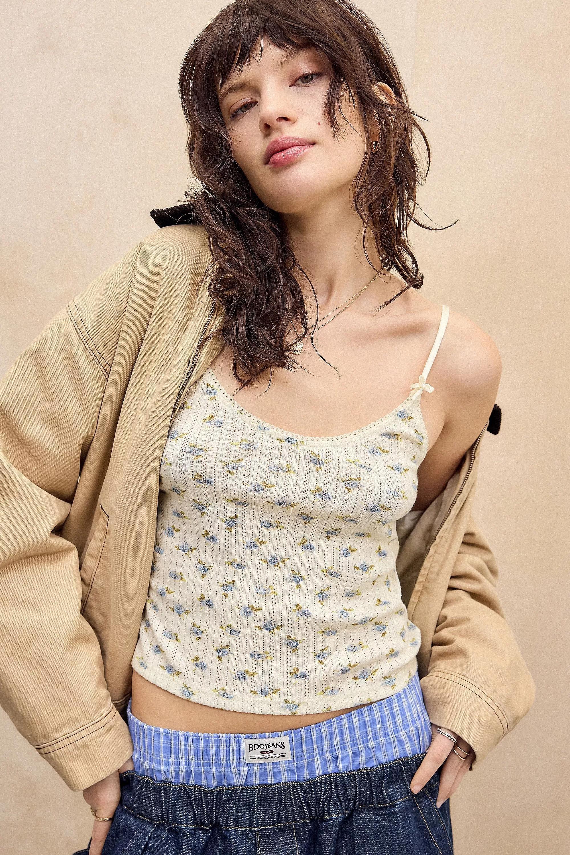 White Kimchi Blue Annie Pointelle Tank Top, , medium