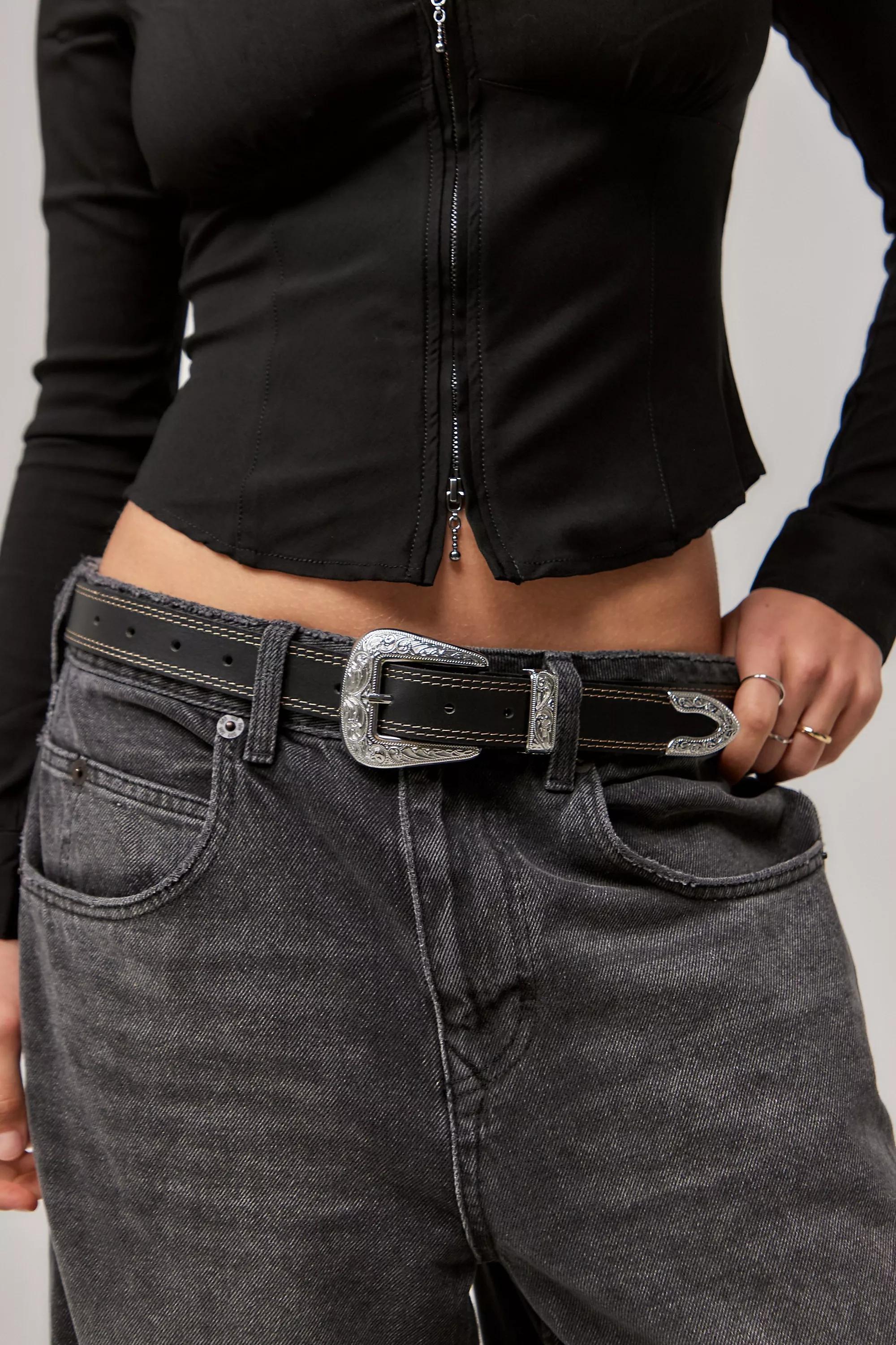 Black UO Leather Belt Buckle, , large image number 0