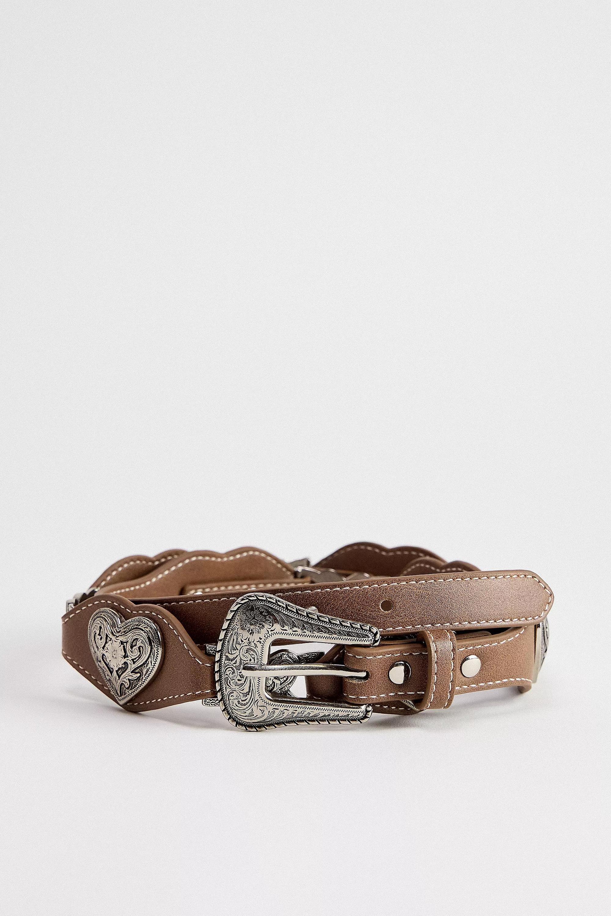 Brown Uo Heart Mini Western Concho Belt, , large image number 2