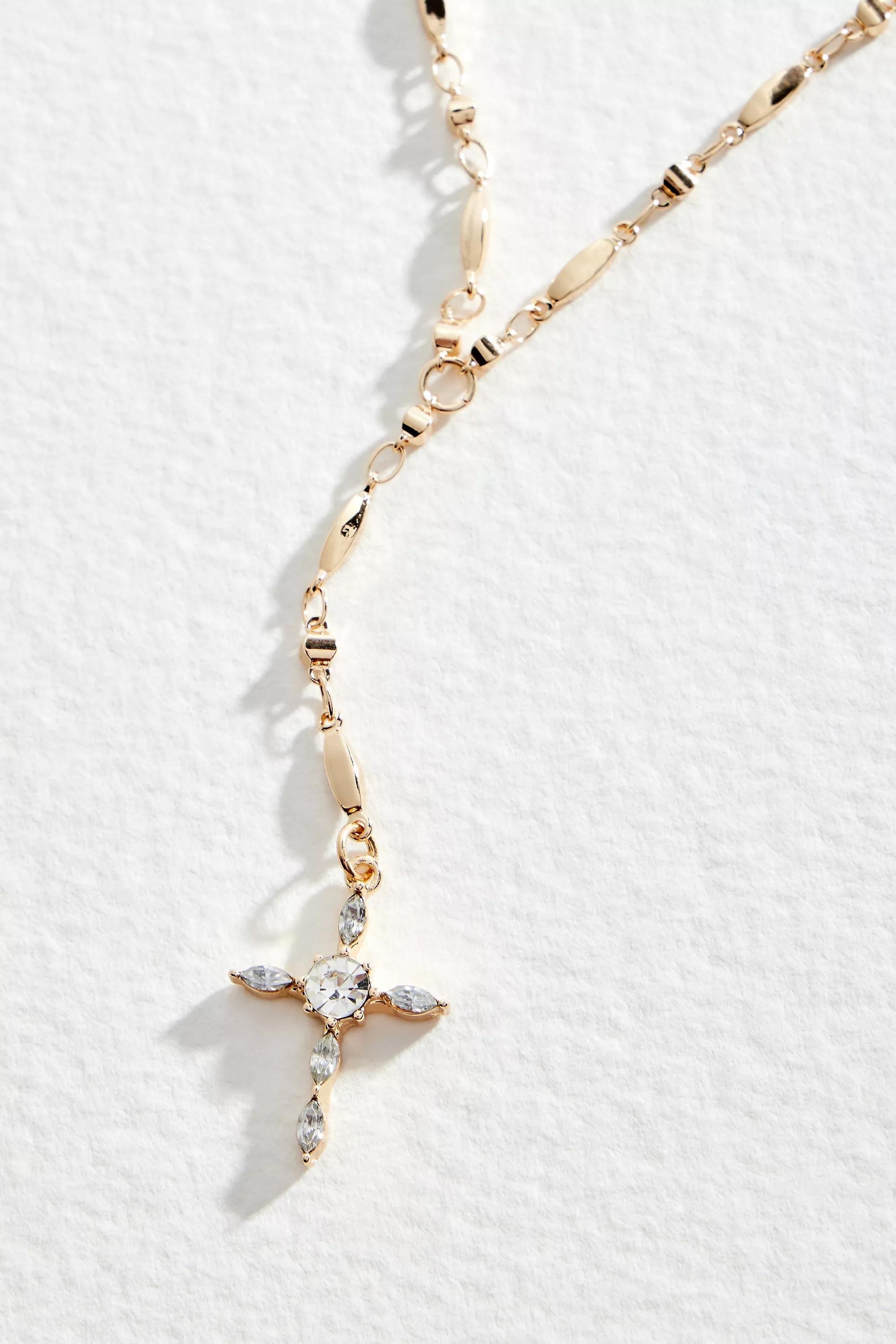 Gold Silence + Noise Delicate Cross Lariat Necklace, GOLD, large image number 0