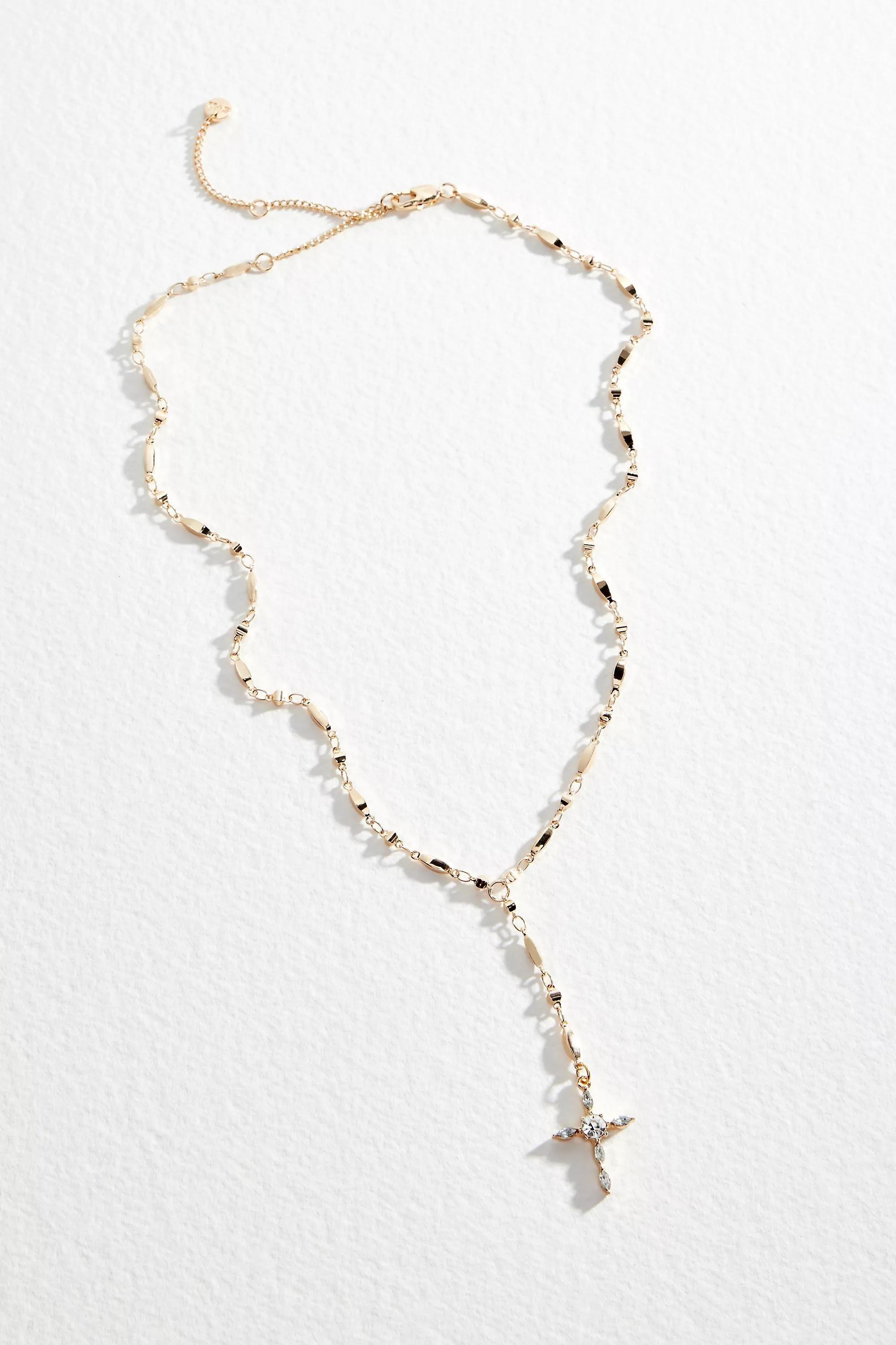 Gold Silence + Noise Delicate Cross Lariat Necklace, GOLD, large image number 2