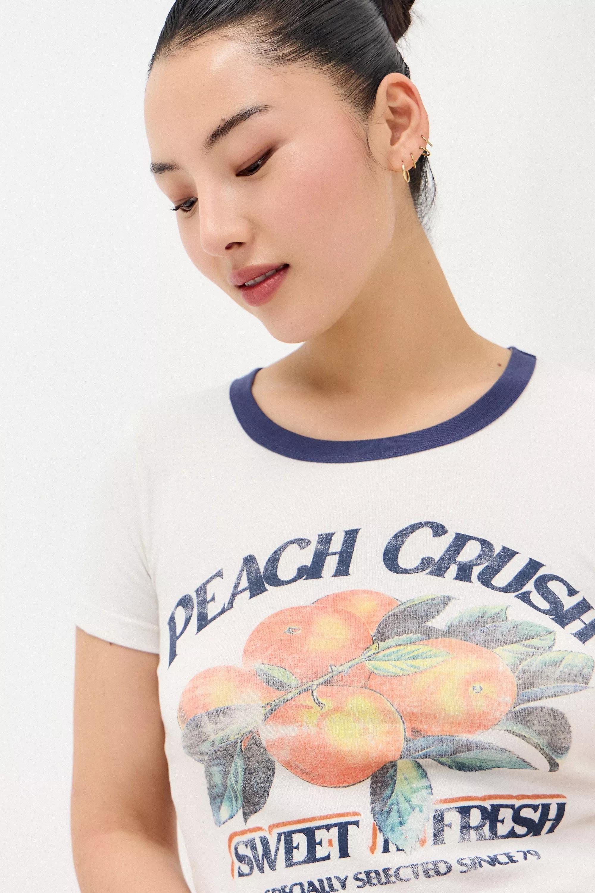 White Uo Peach Crush Ringer Baby T-Shirt, , large image number 3