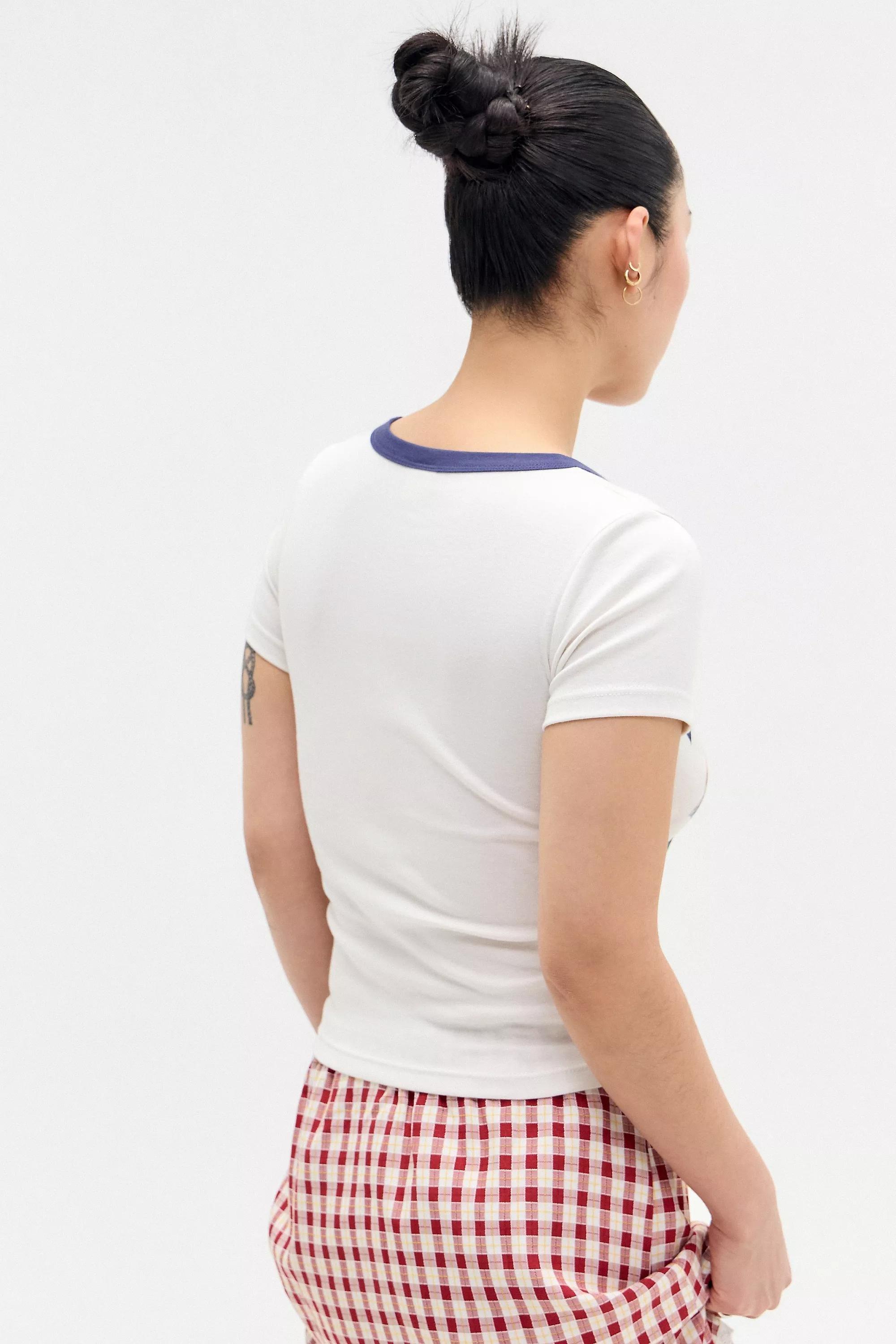 White Uo Peach Crush Ringer Baby T-Shirt, WHT, large image number 4