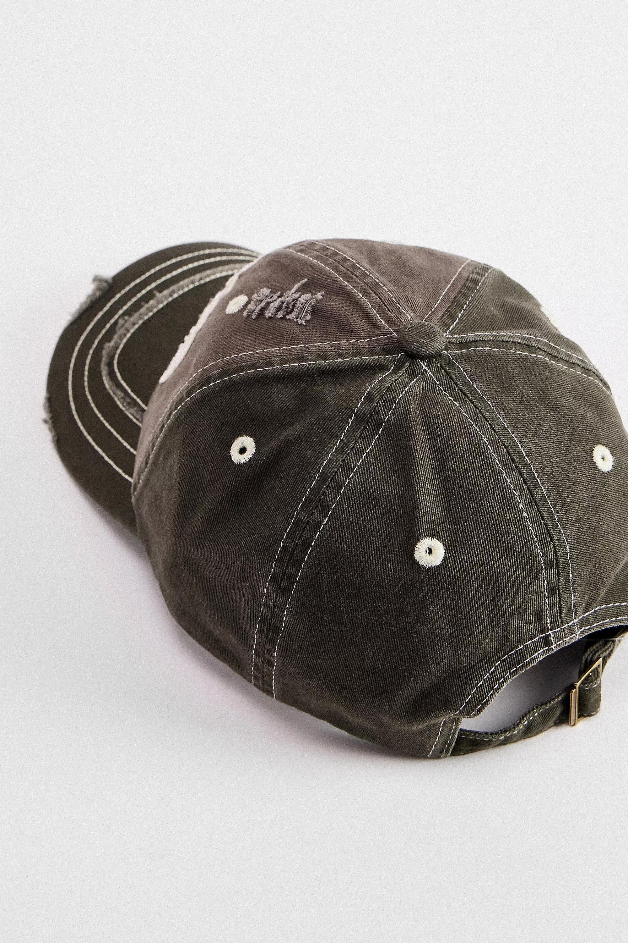 Khaki Bdg Distressed Applique Logo Cap, KHAKI, large image number 3