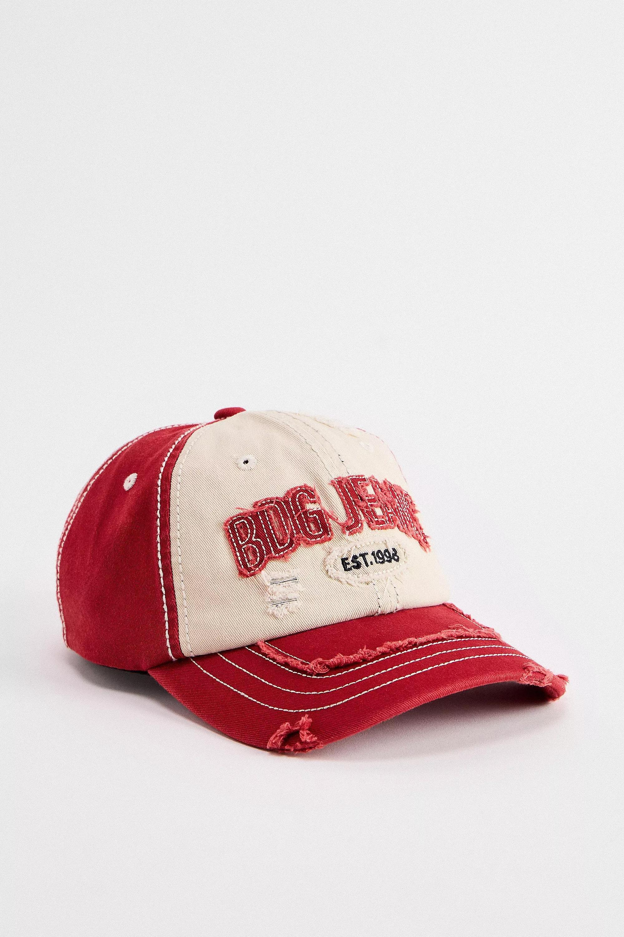 Red Bdg Distressed Applique Logo Cap, RED, large image number 2