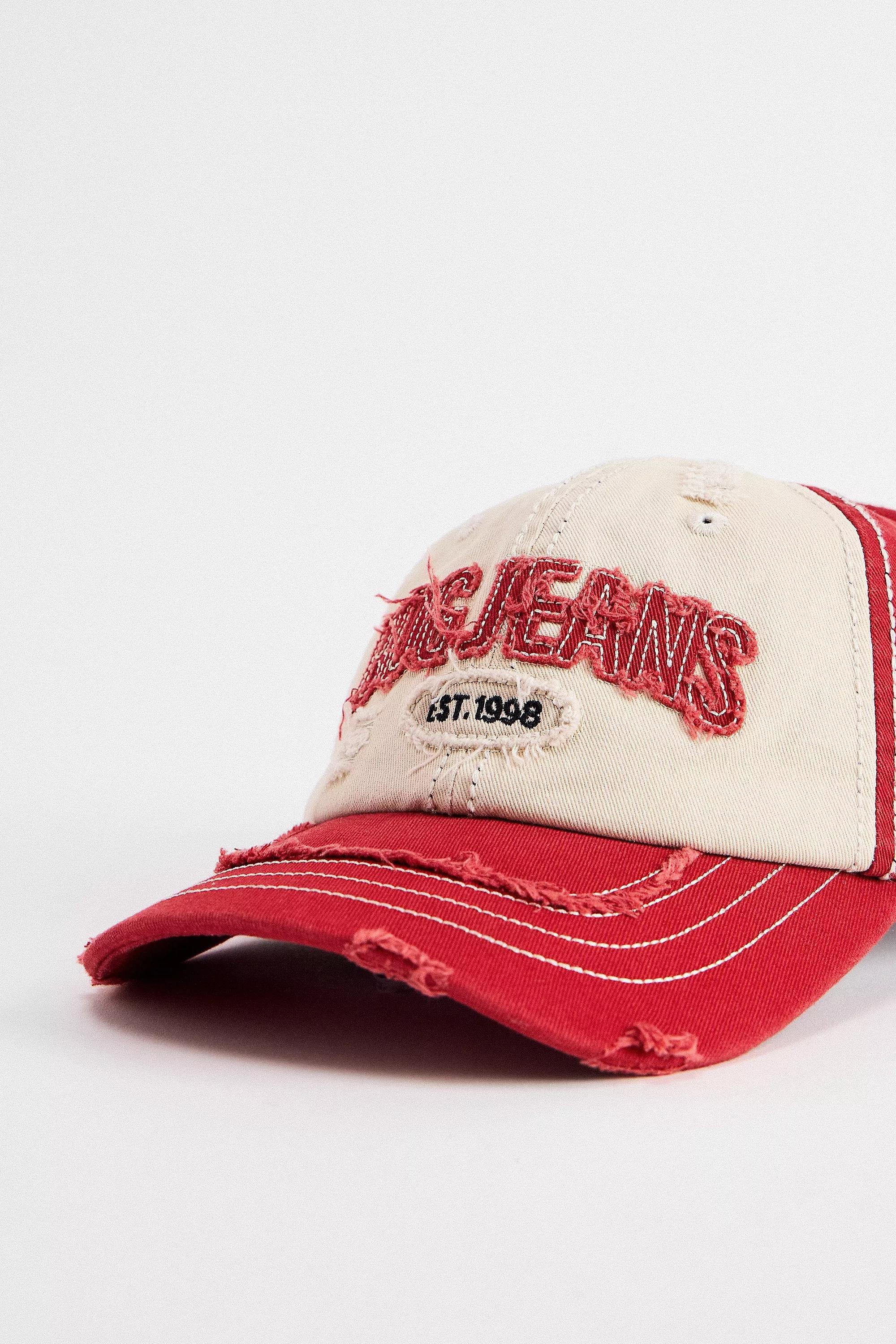 Red Bdg Distressed Applique Logo Cap, RED, large image number 3