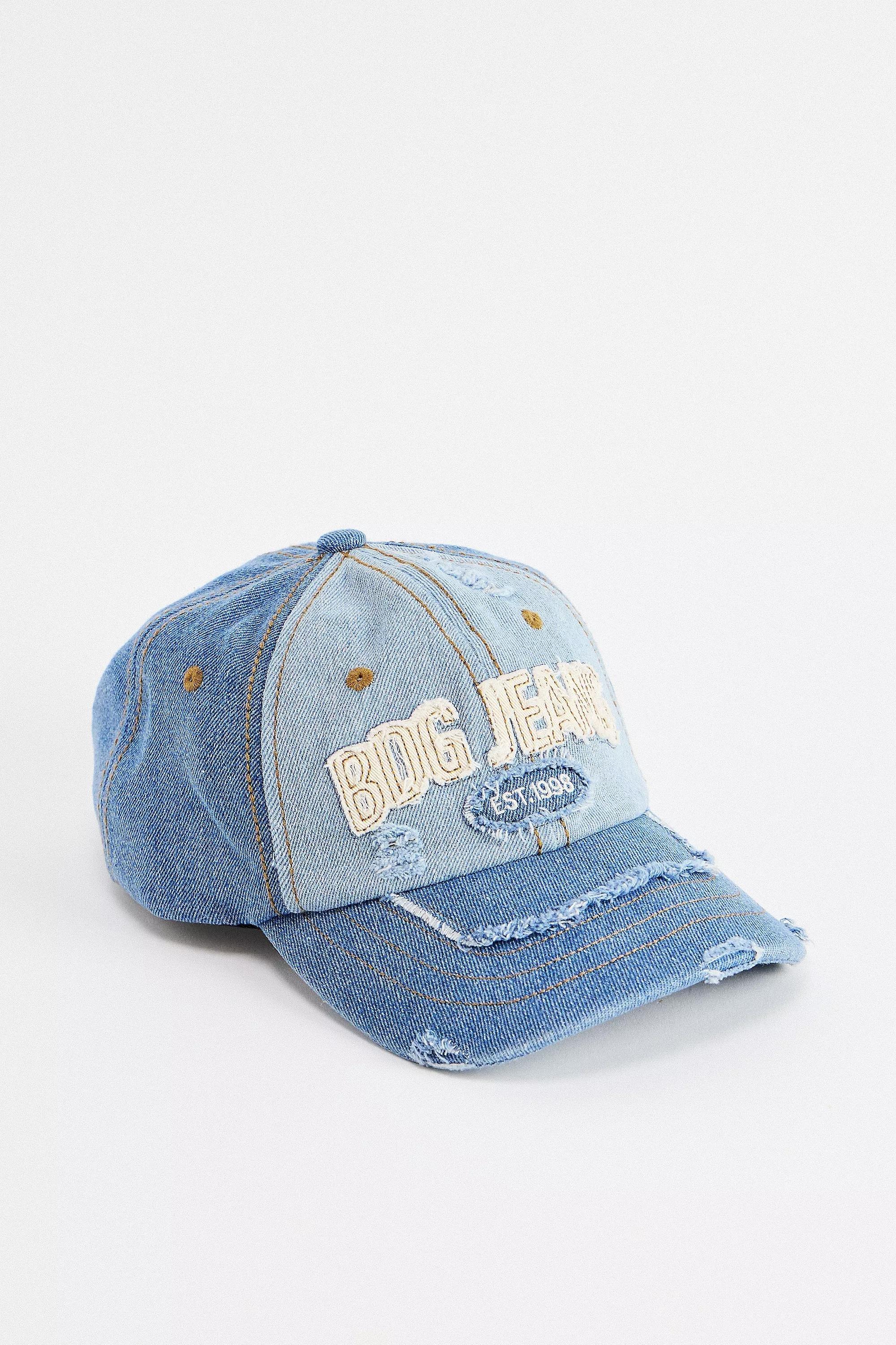 Blue Bdg Distressed Applique Logo Cap, DENIM L, large image number 1
