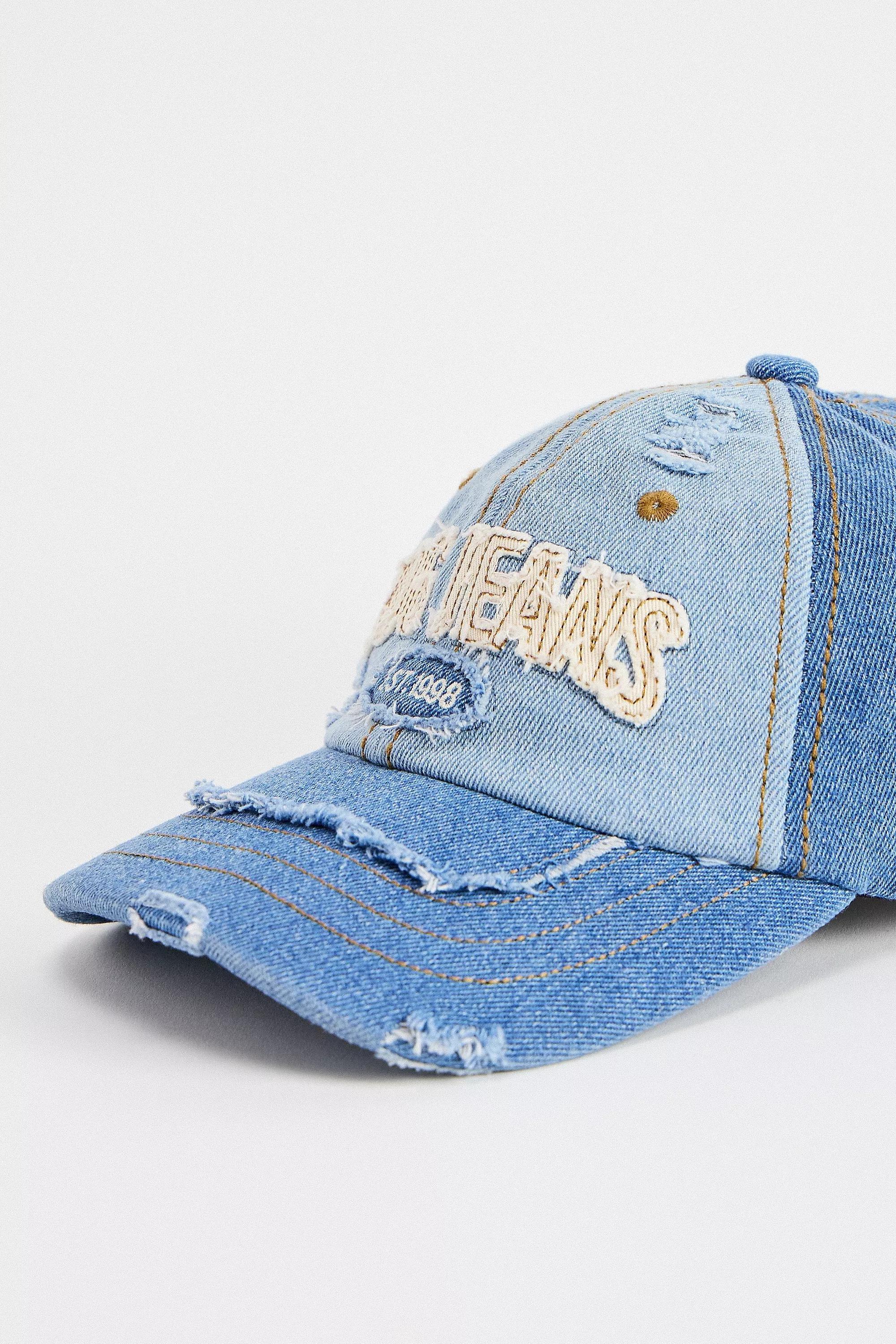 Blue Bdg Distressed Applique Logo Cap, DENIM L, large image number 2