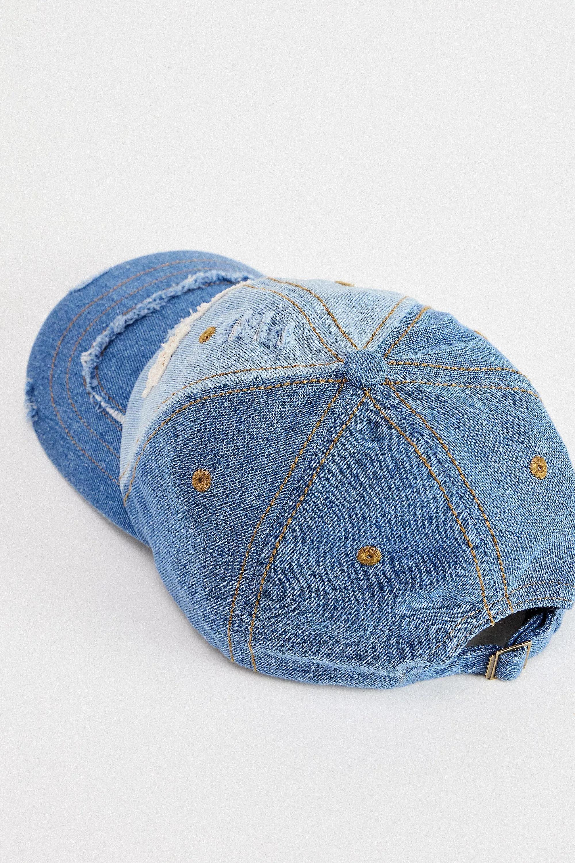 Blue Bdg Distressed Applique Logo Cap, DENIM L, large image number 3